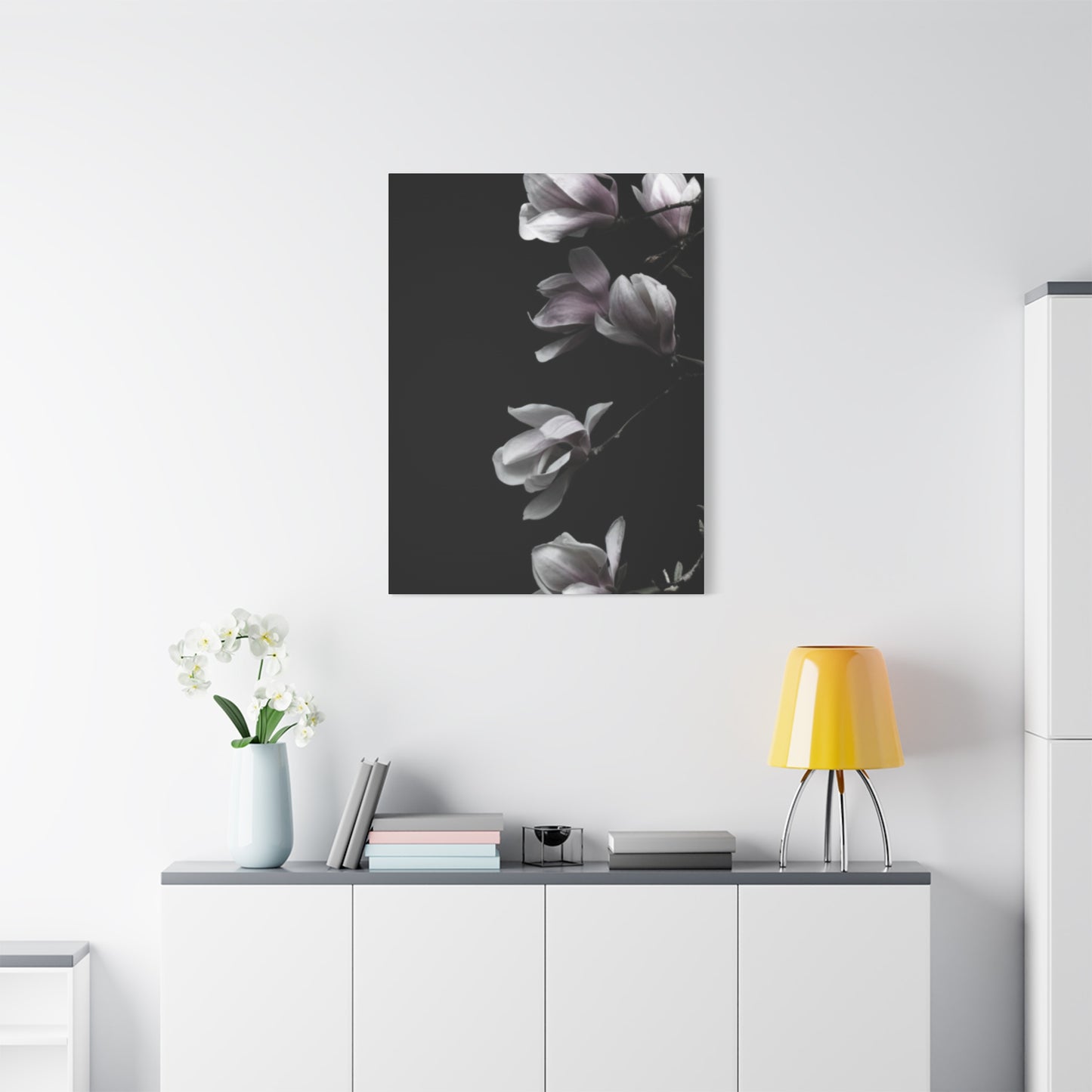 Pink Magnolia Flower with Painting Wall Art & Canvas Prints