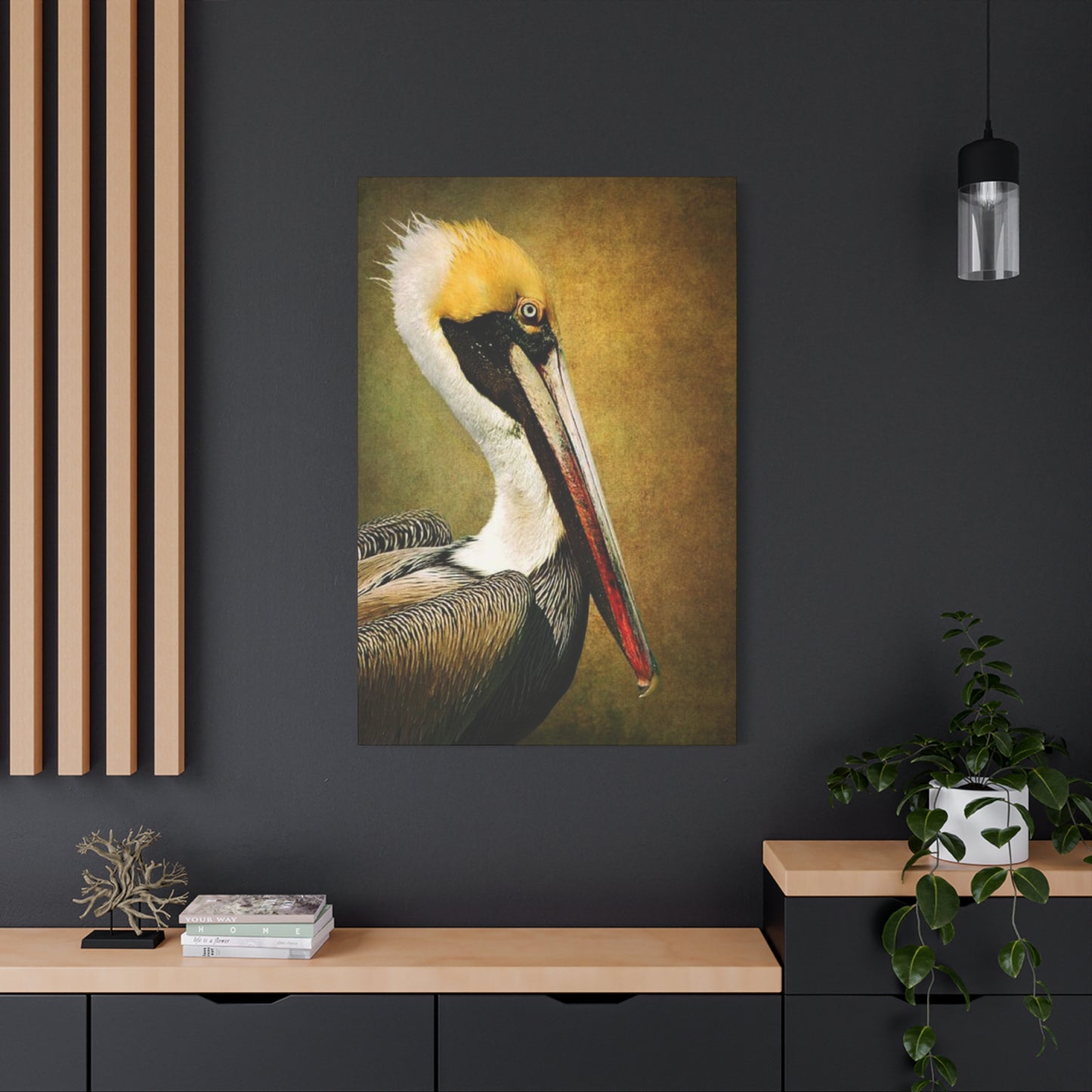 Long Beak Pelican Candid Close Up Drawing Wall Art & Canvas Prints