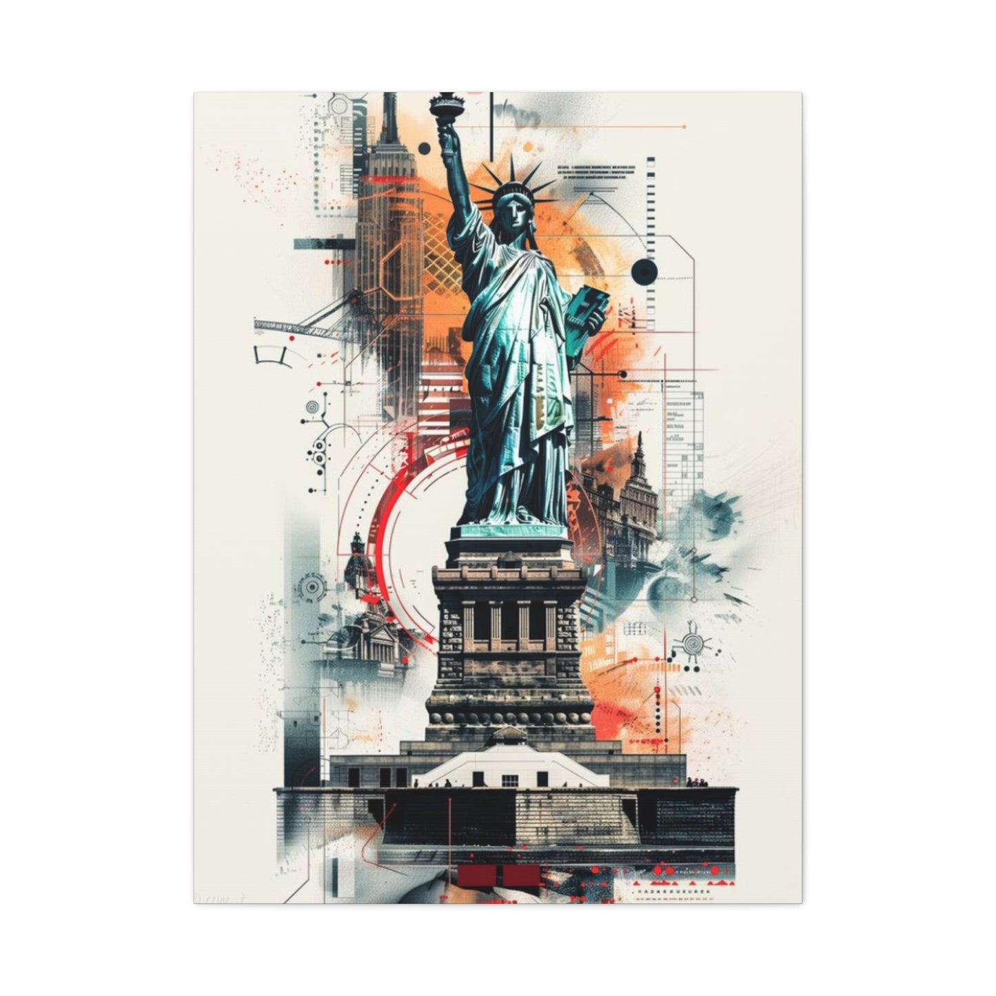 Abstract Poster Of Statue Of Liberty New York City Wall Art & Canvas Prints