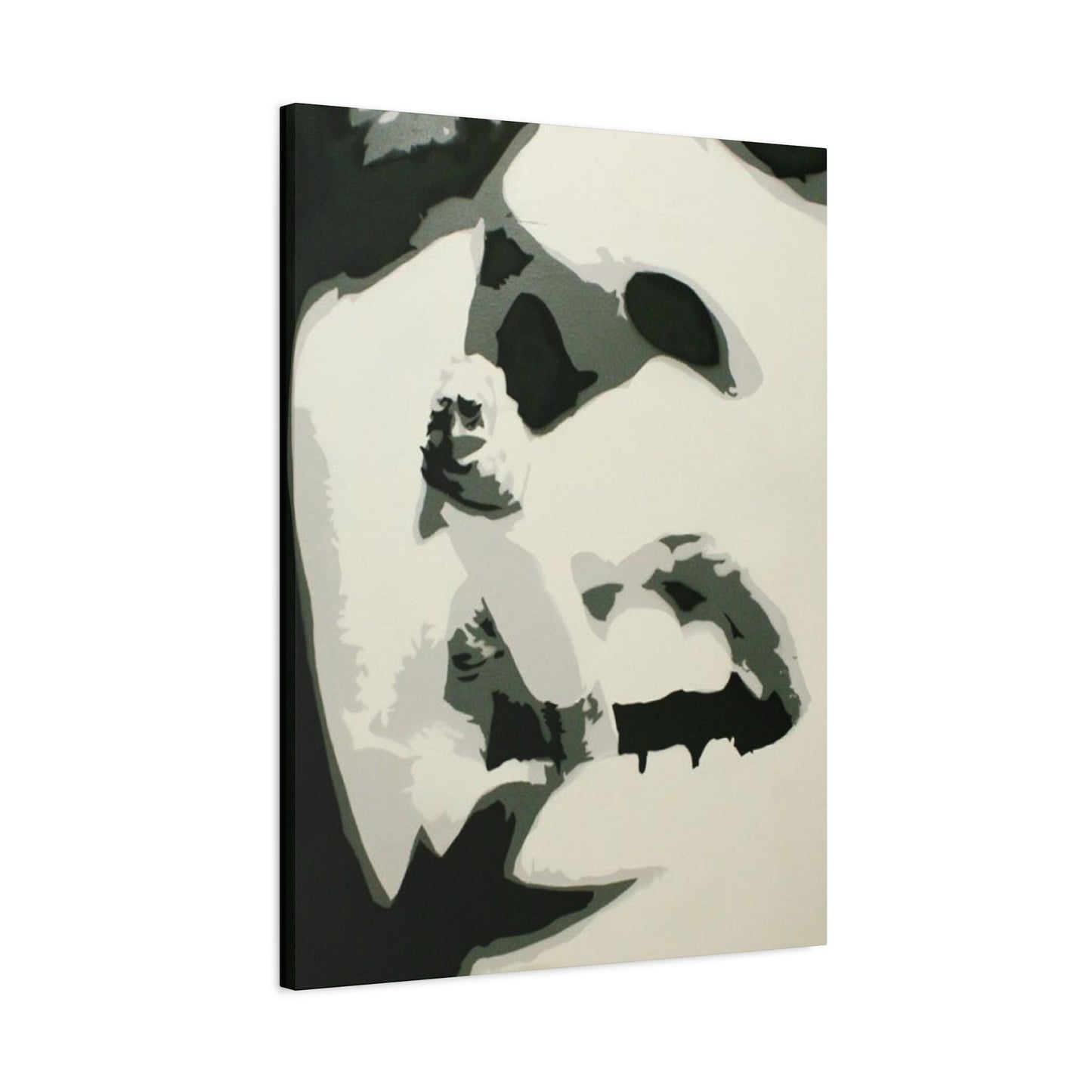 Greyscale Smoking Lips Abstract Painting Wall Art & Canvas Prints