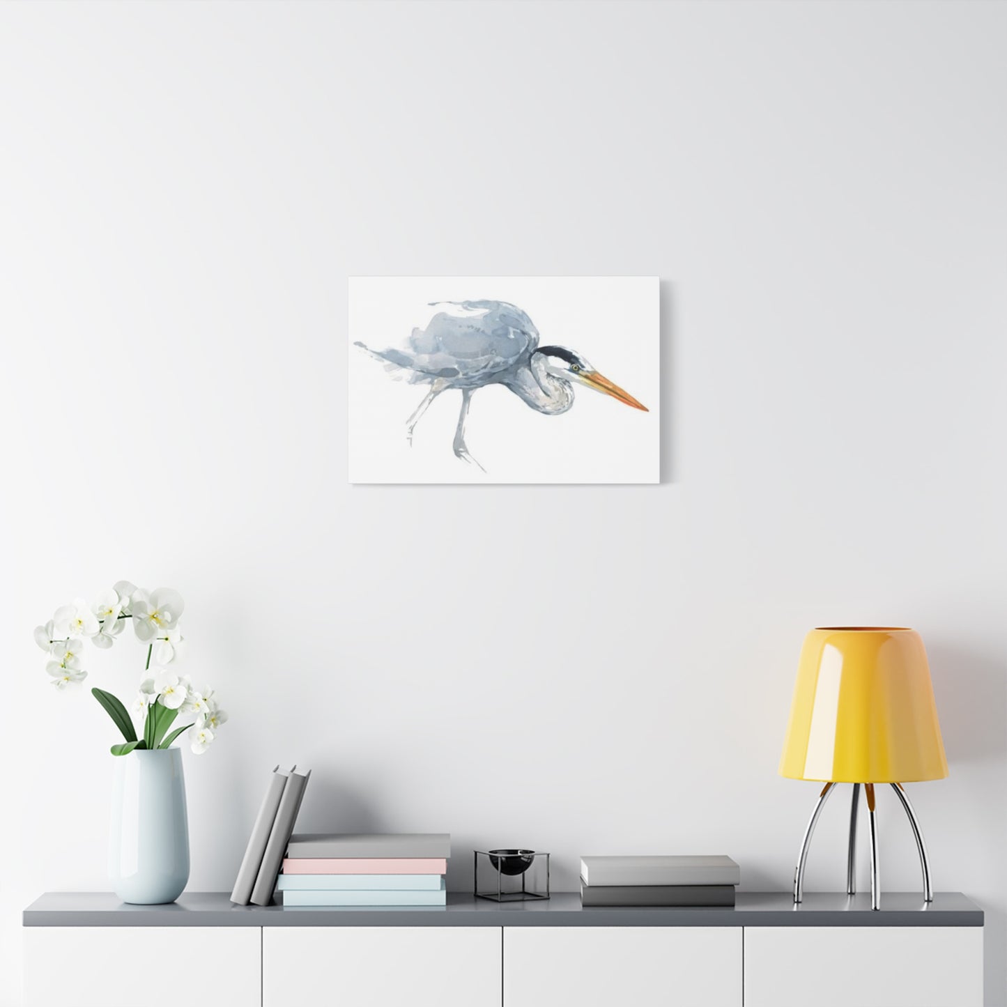 White Heron Painting Wall Art & Canvas Prints