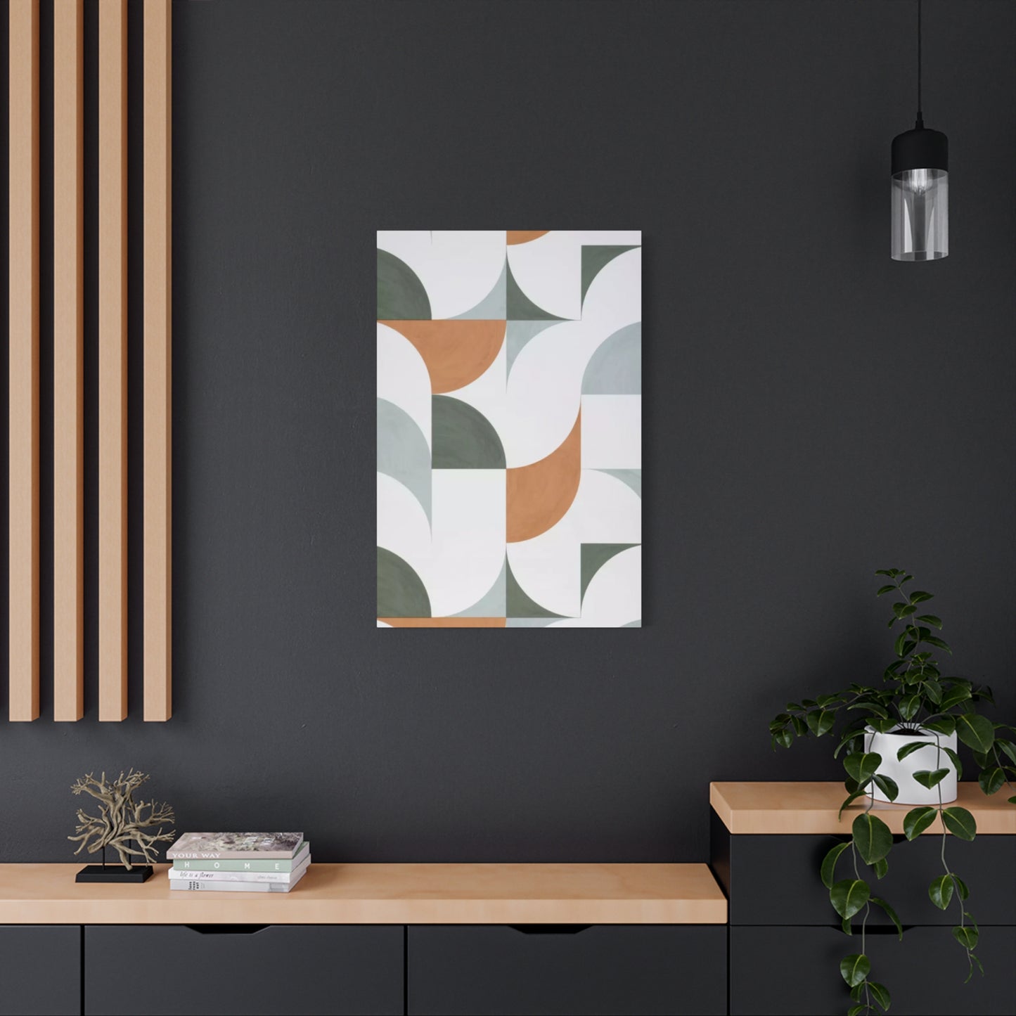 White & Olive Green Pattern Drawing Wall Art & Canvas Prints