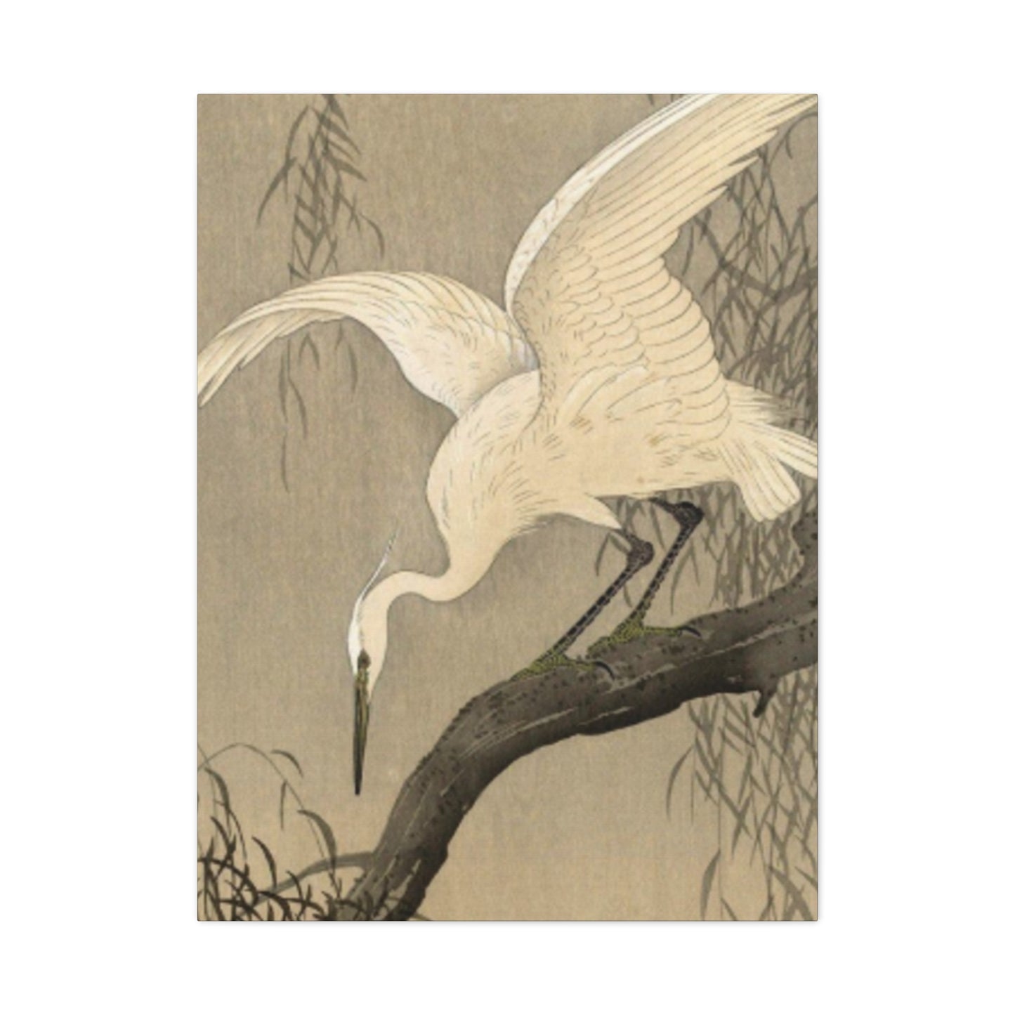 White Heron Painting Wall Art & Canvas Prints