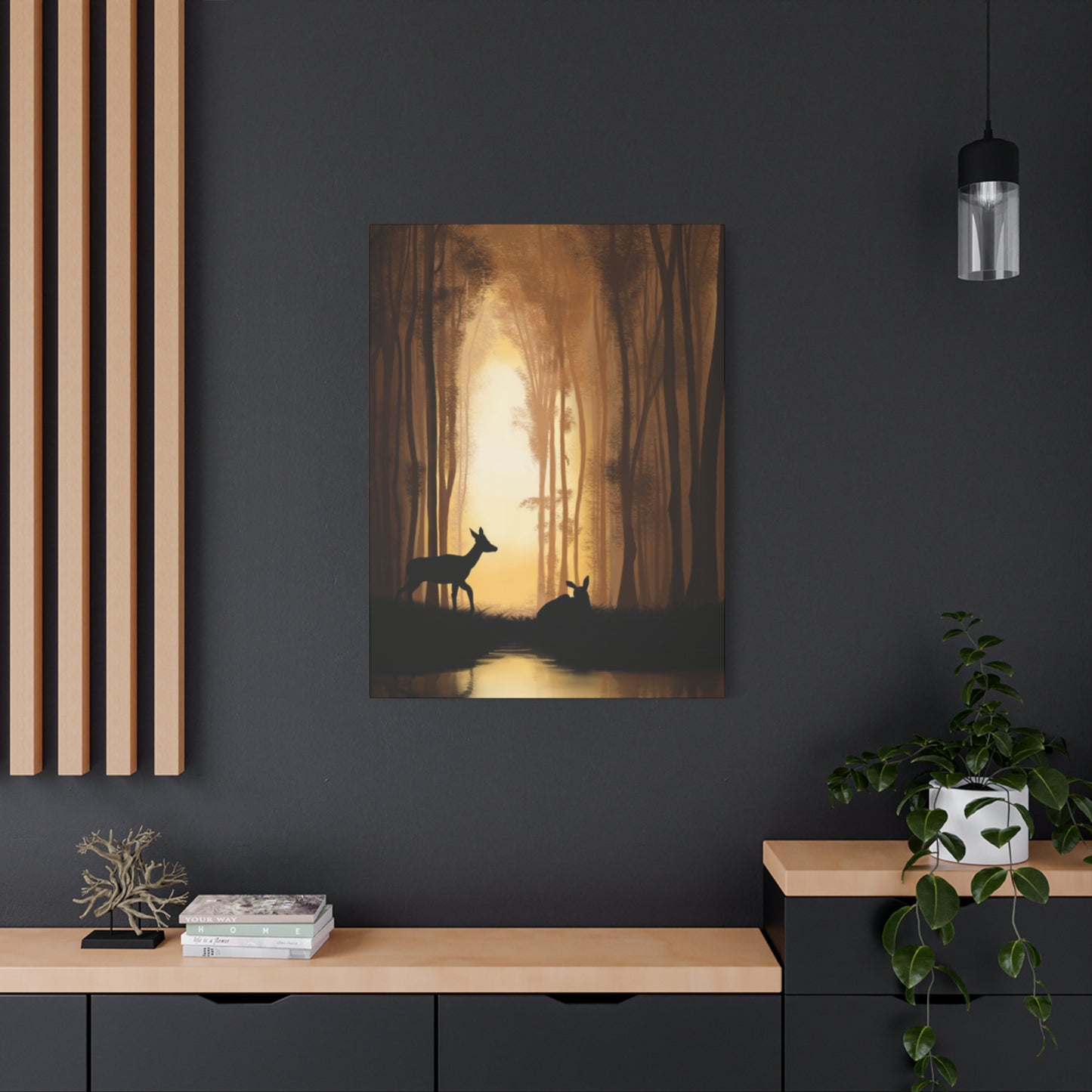 Deer Silhouette Forest Wall Art & Canvas Prints