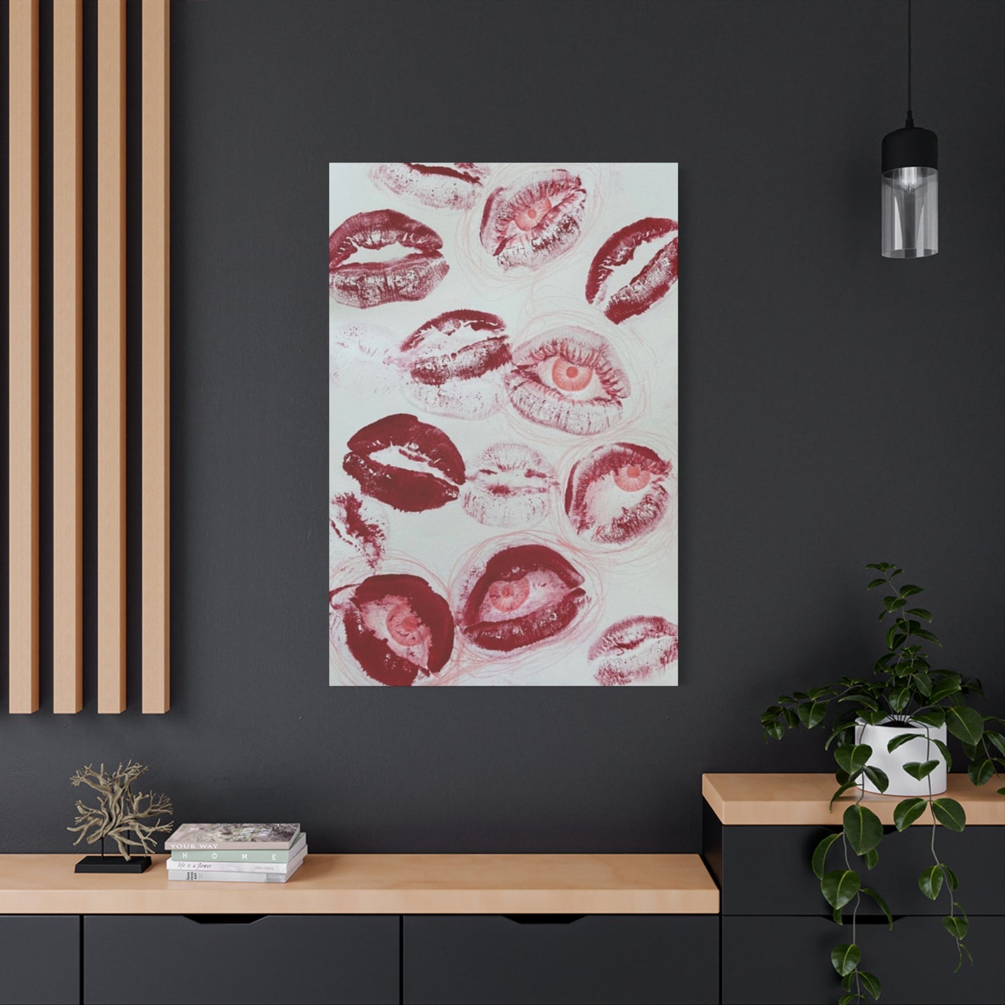 Cherry Color Lips Painting Wall Art & Canvas Prints