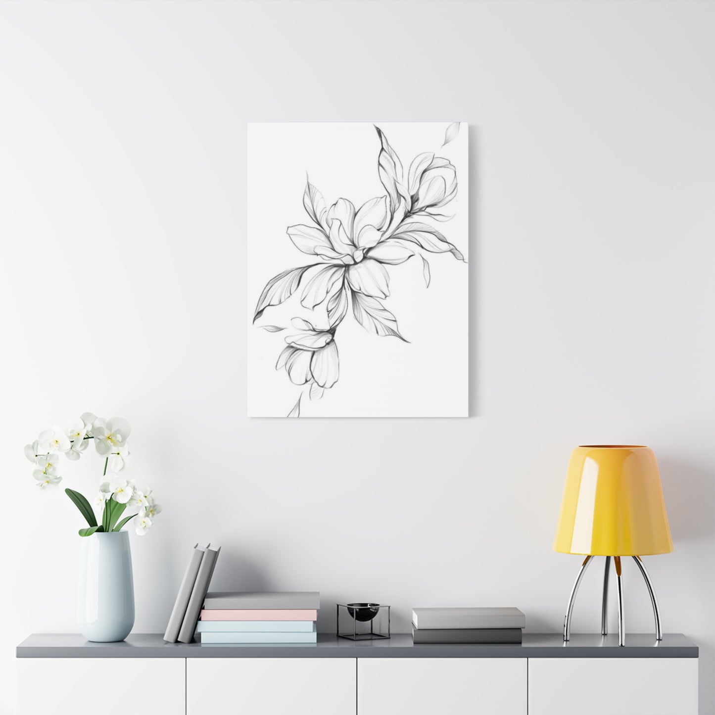 Greyscale Magnolia Flower Painting Wall Art & Canvas Prints