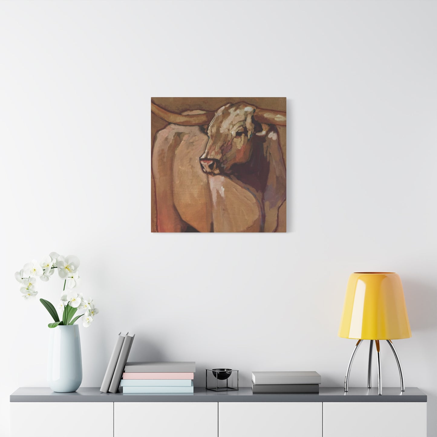 Bull Long Horn Painting Wall Art & Canvas Prints