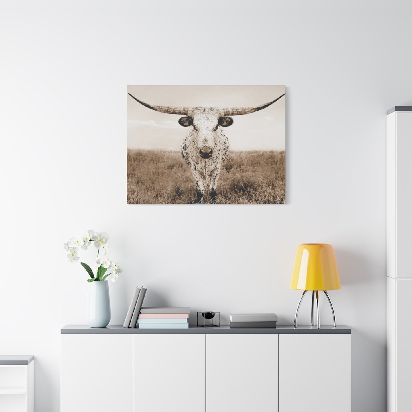 Straight Long Horn Wall Art & Canvas Prints