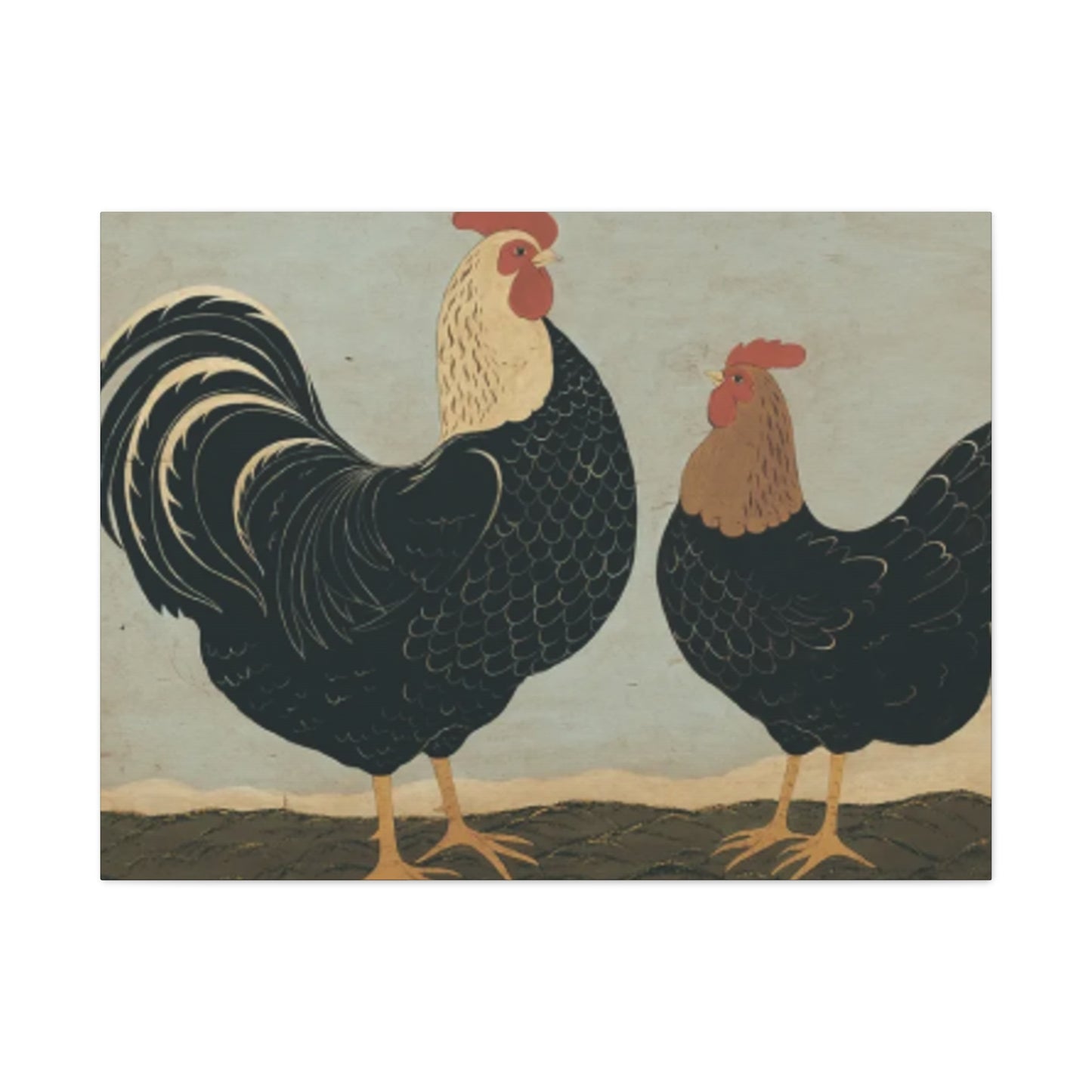 Chicken Couple Kimble Warren Wall Art & Canvas Prints