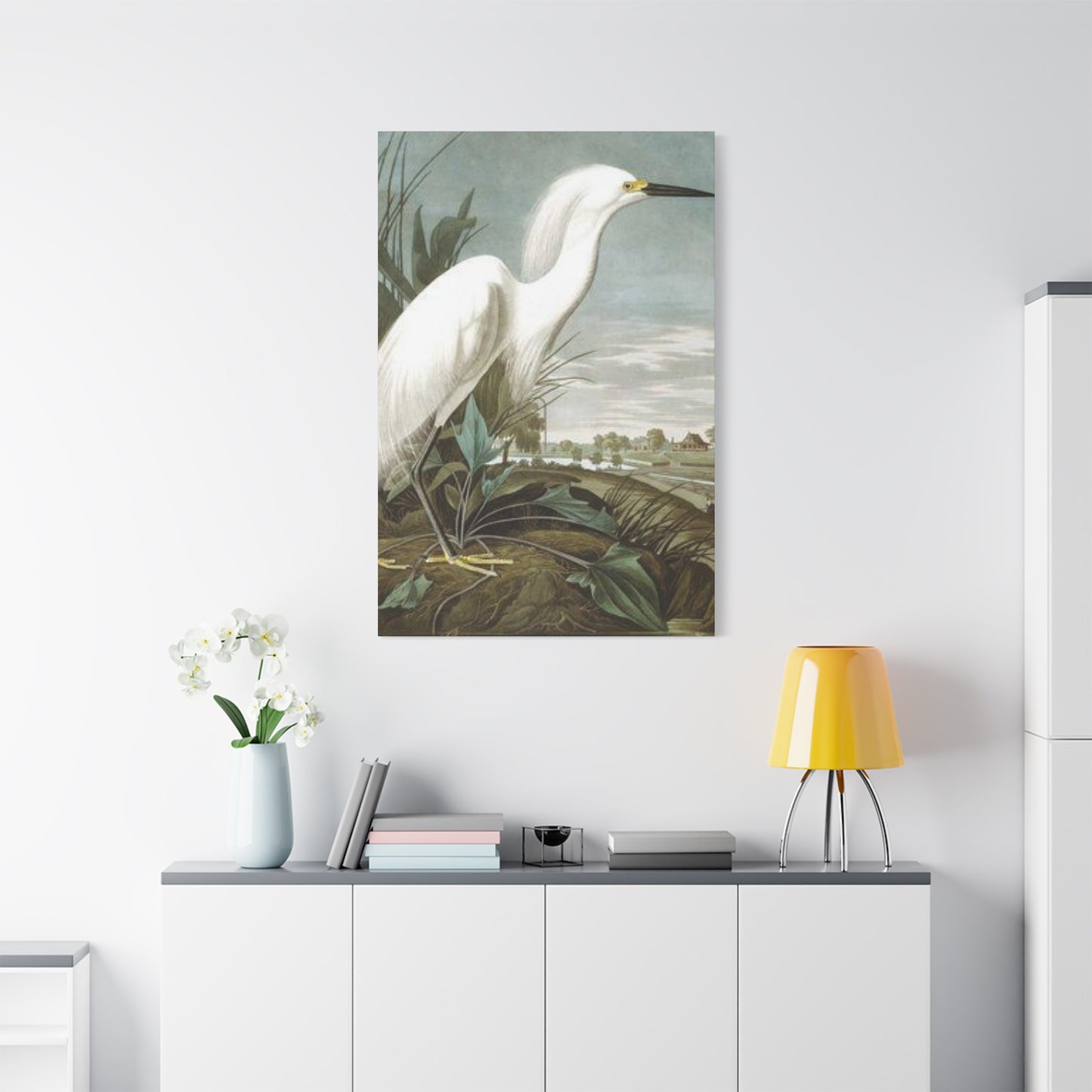 Long Beak White Heron Wall Art & Canvas Prints