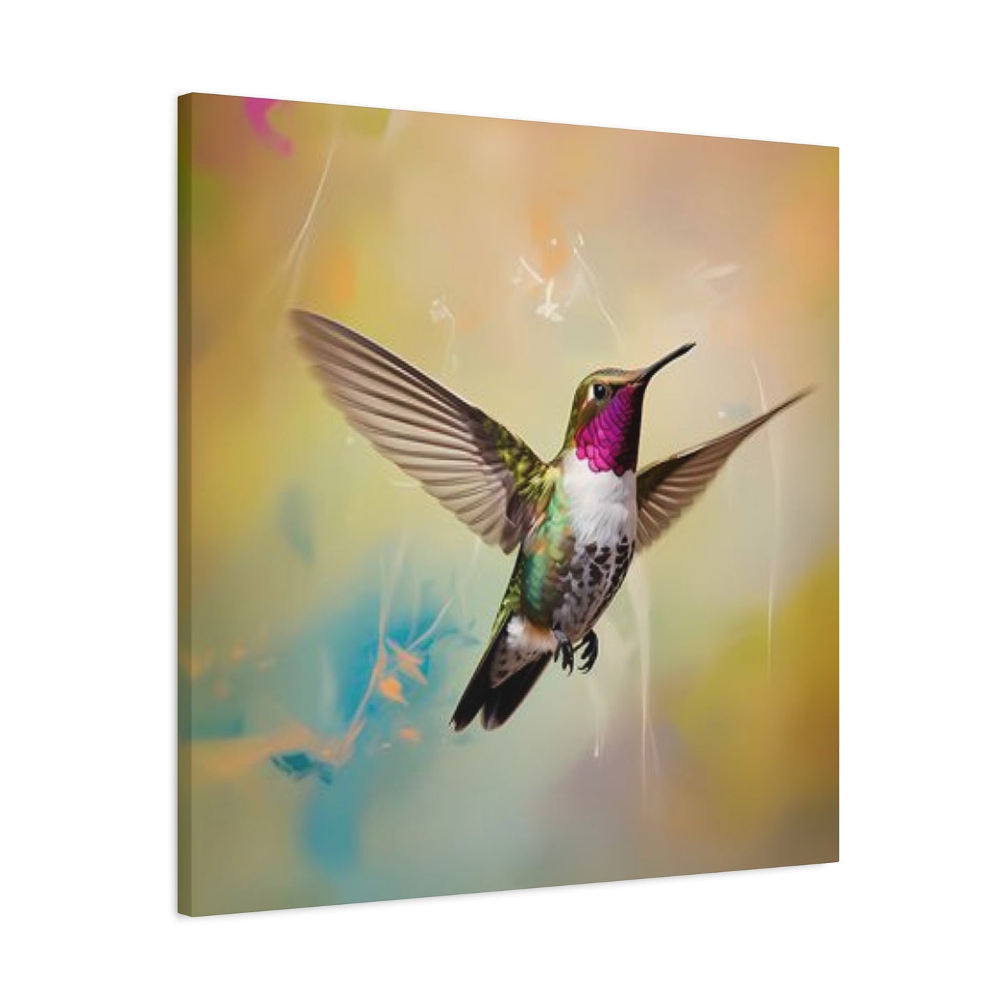 Beautiful Flying Humming Bird Painting Wall Art & Canvas Prints