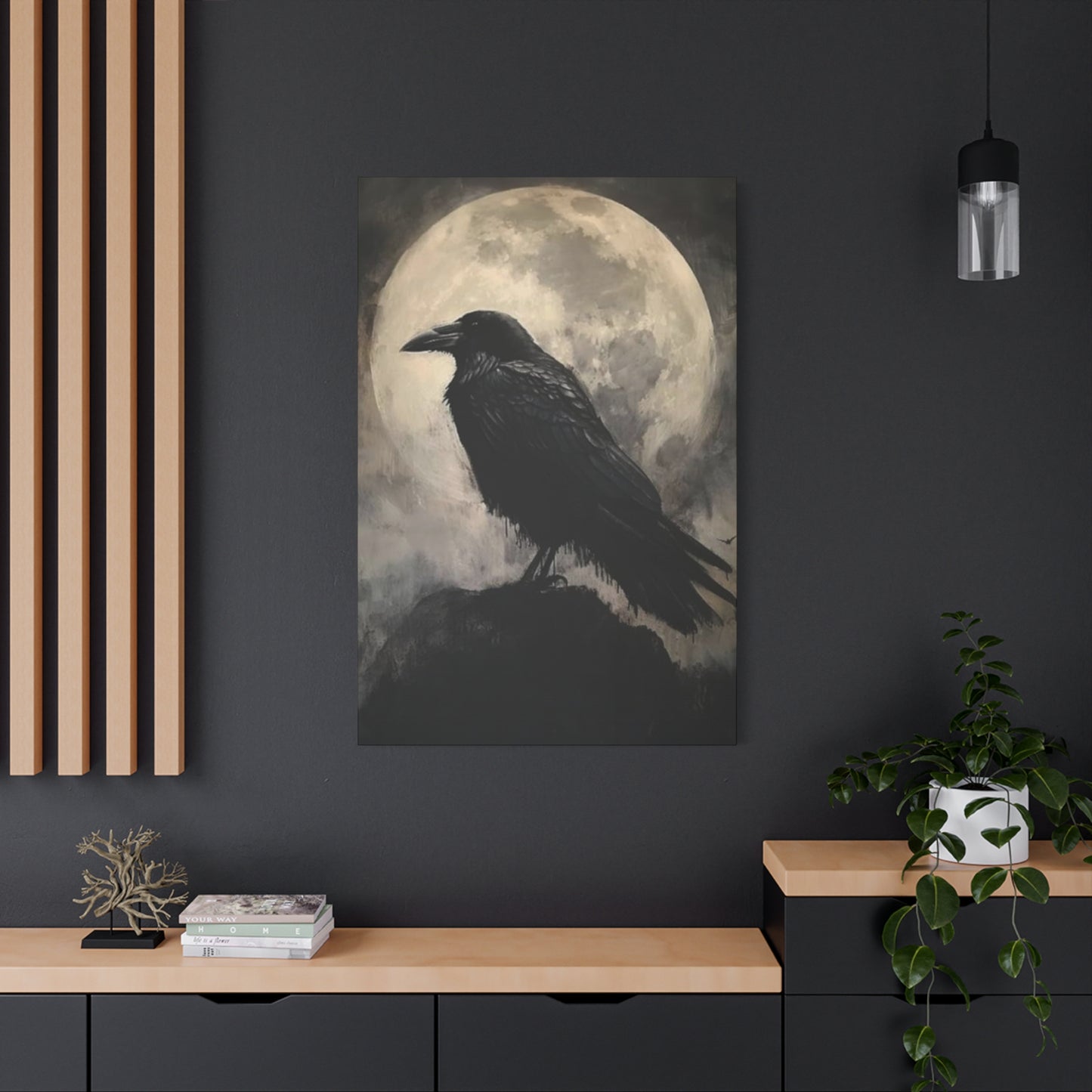 Full Moon Crow Painting Wall Art & Canvas Prints