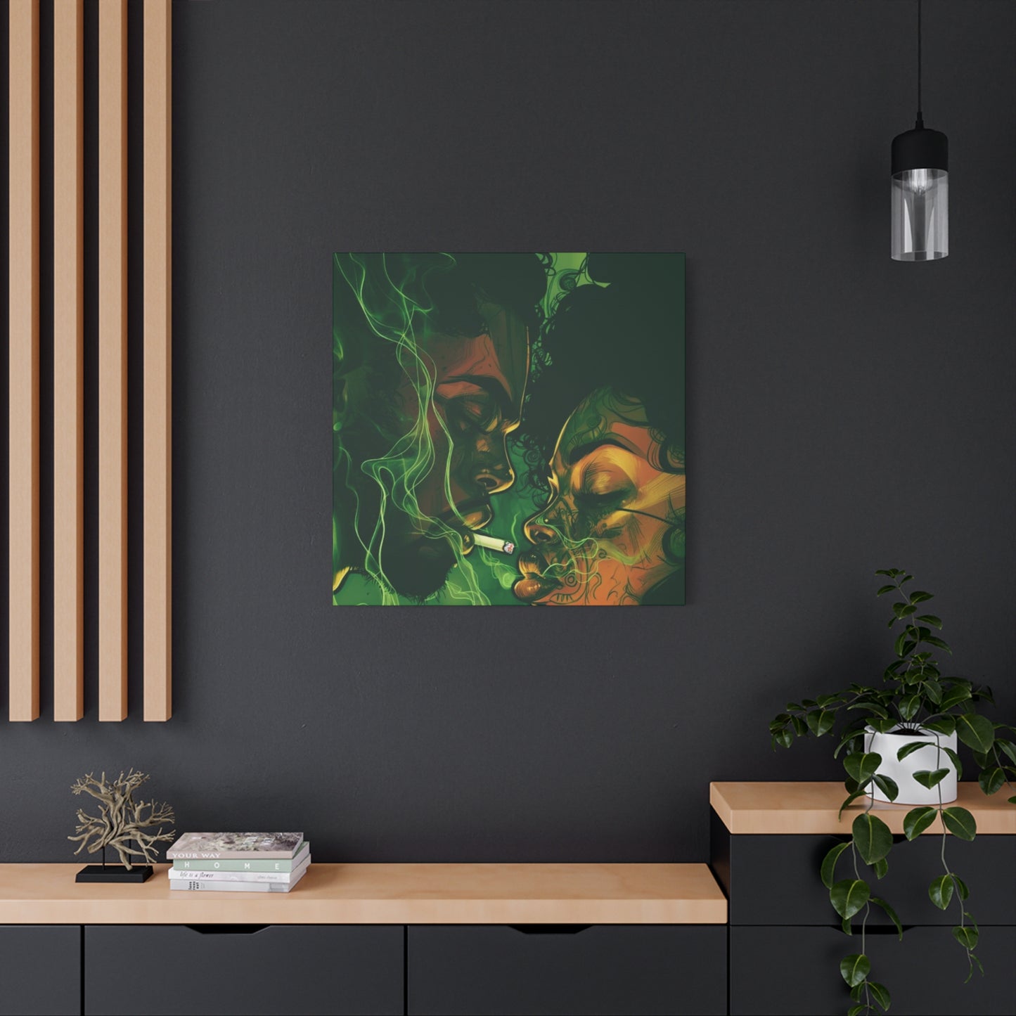 Couple With Joint Marijuana Wall Art & Canvas Prints