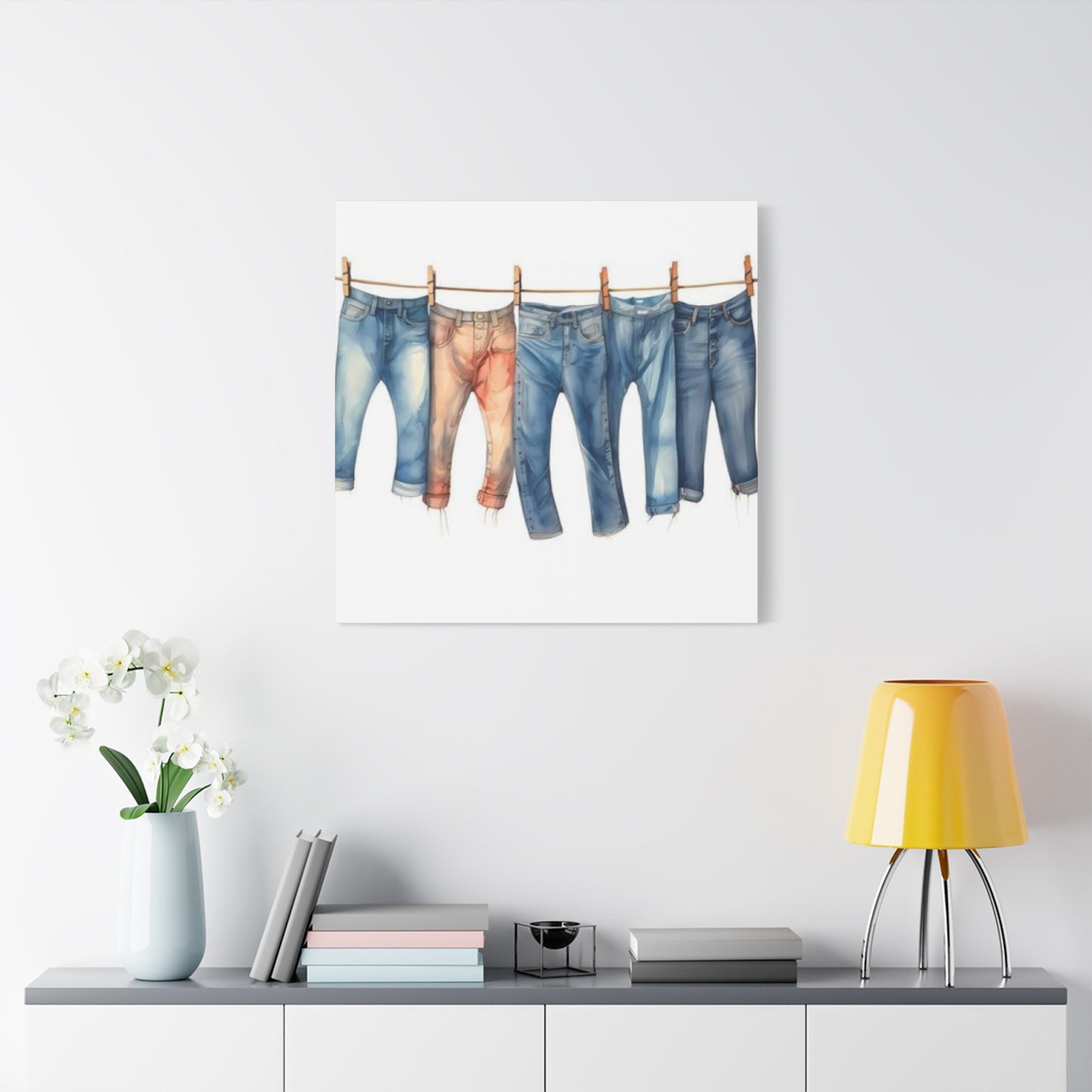 Denim Drying Poster For Laundry Room Wall Art & Canvas Prints