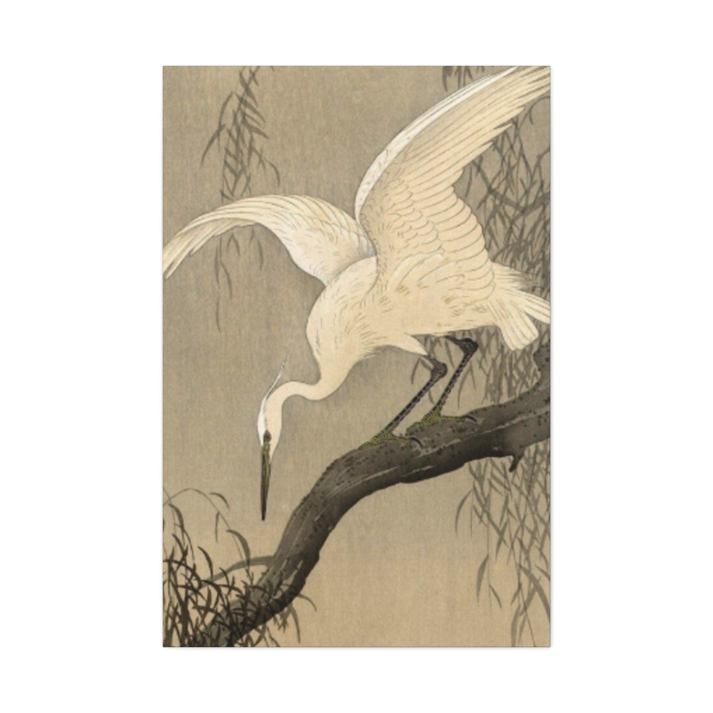 White Heron Painting Wall Art & Canvas Prints