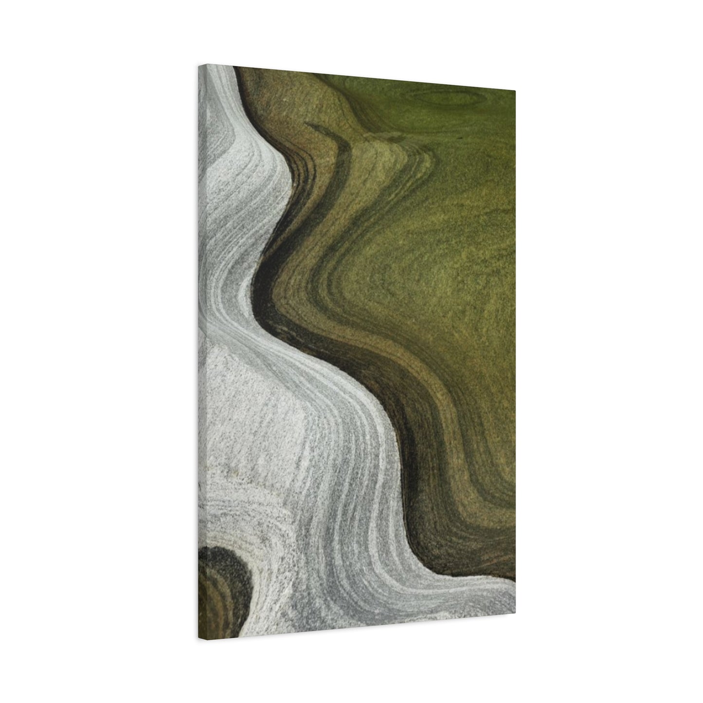 Olive Green & White Waves Wall Art & Canvas Prints