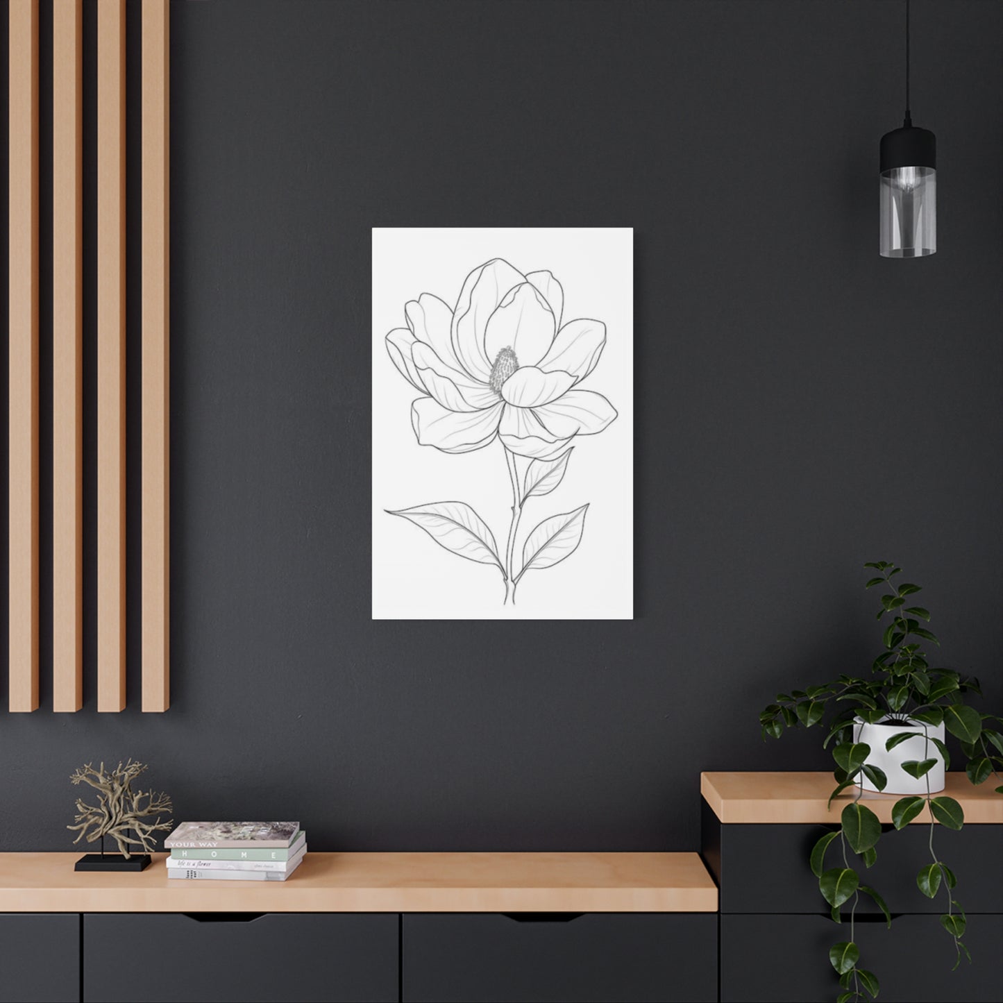 Beautiful Magnolia Flower Sketch Wall Art & Canvas Prints