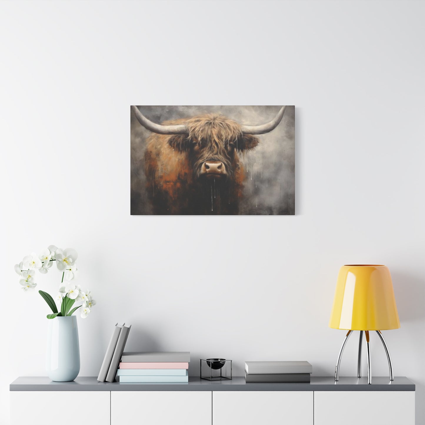 Hairy Bull Long Horns Wall Art & Canvas Prints