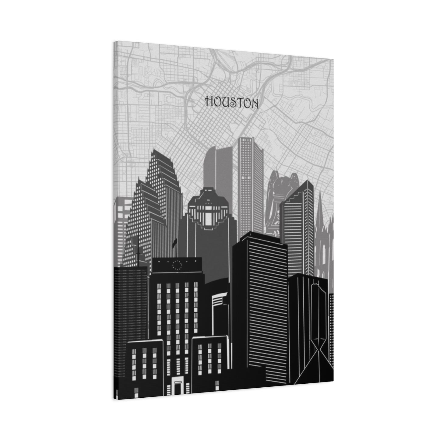 Black and White Houston Skylines Wall Art & Canvas Prints