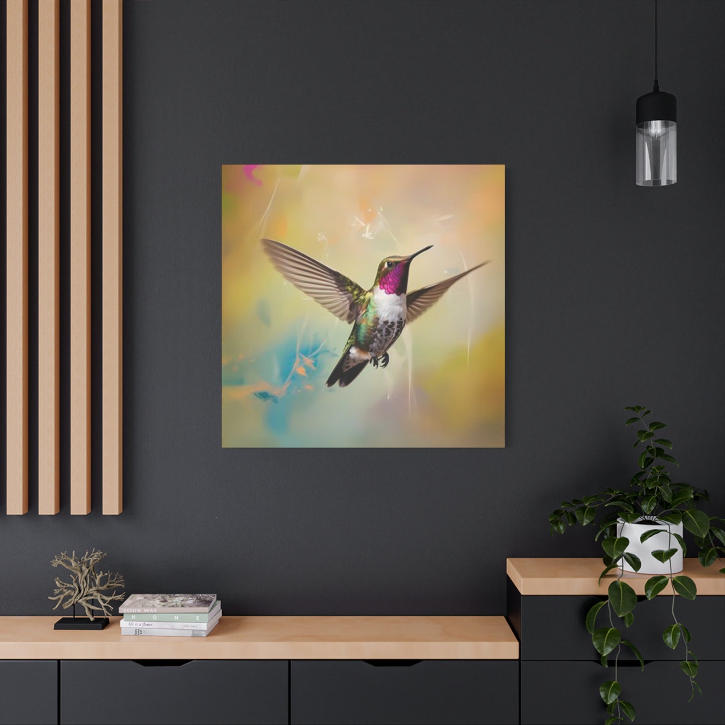 Beautiful Flying Humming Bird Painting Wall Art & Canvas Prints