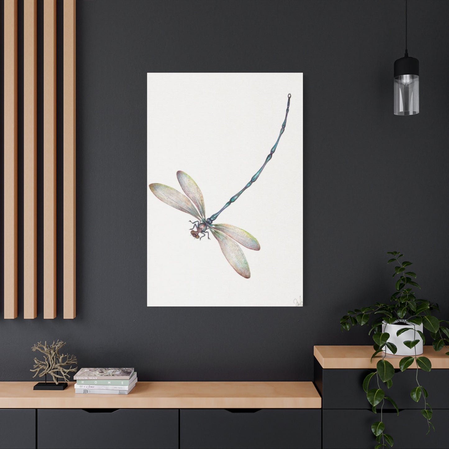 Long Blue Tail Dragonfly Wall Art & Canvas Prints