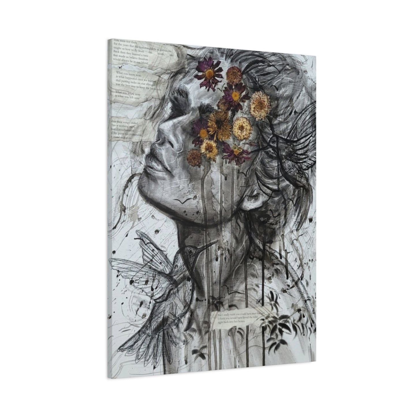 Girl And Flower Abstract Mixed Media Wall Art & Canvas Prints