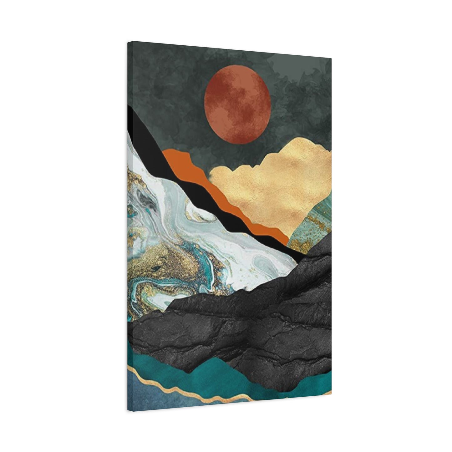 Full Moon In Mountains Modernism Wall Art & Canvas Prints