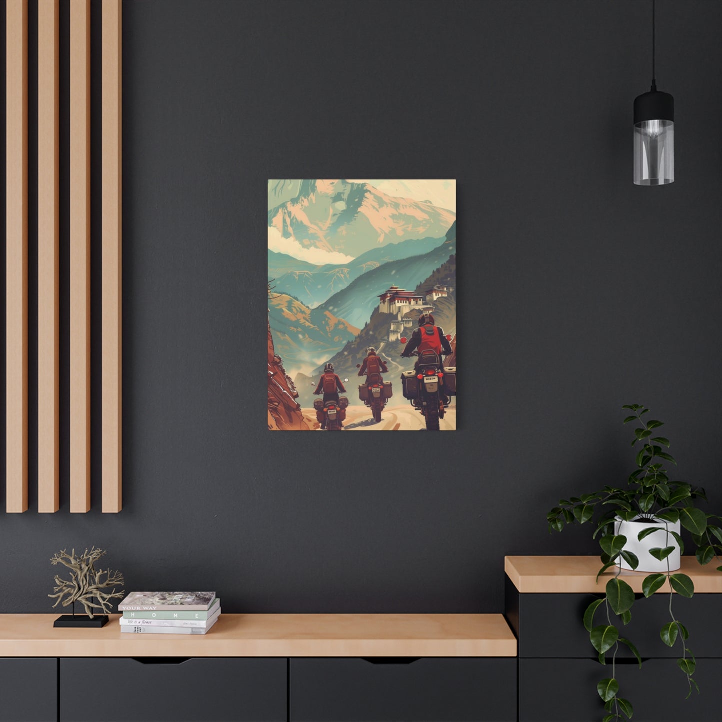 Bike Travelling In Mountains Motorcycle Wall Art & Canvas Prints