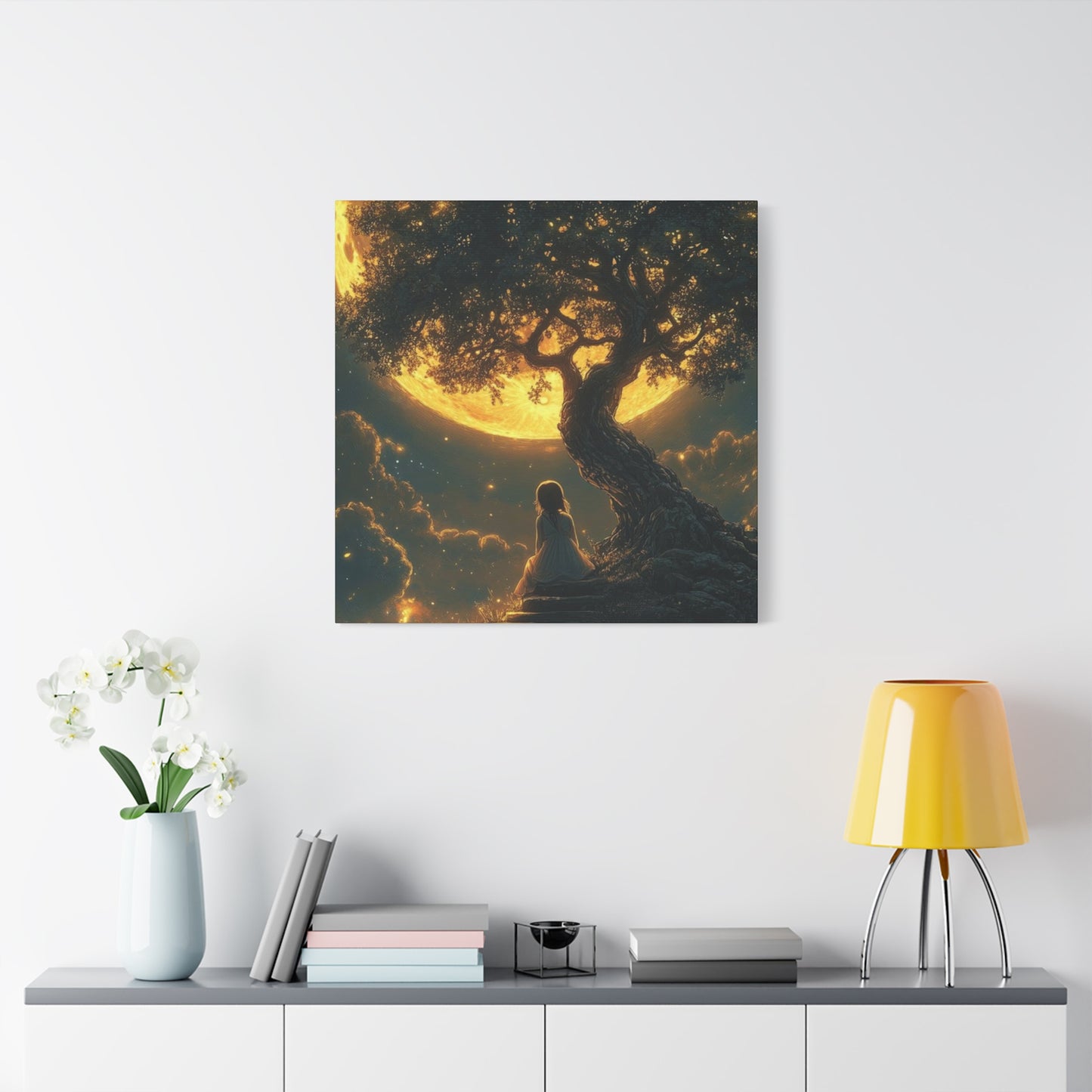 Yellow Moonrise Fantasy Wall Art & Canvas Prints