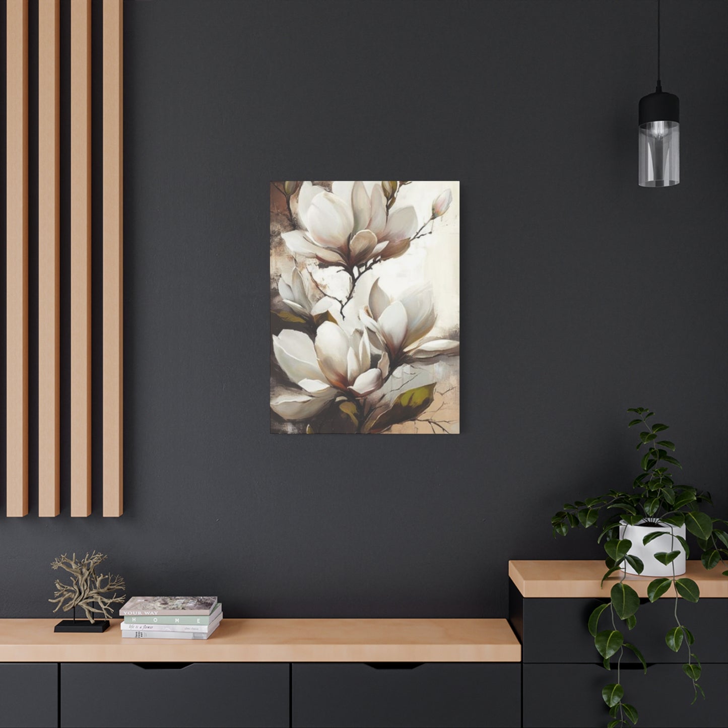 White Magnolia Flower Plant Painting Wall Art & Canvas Prints