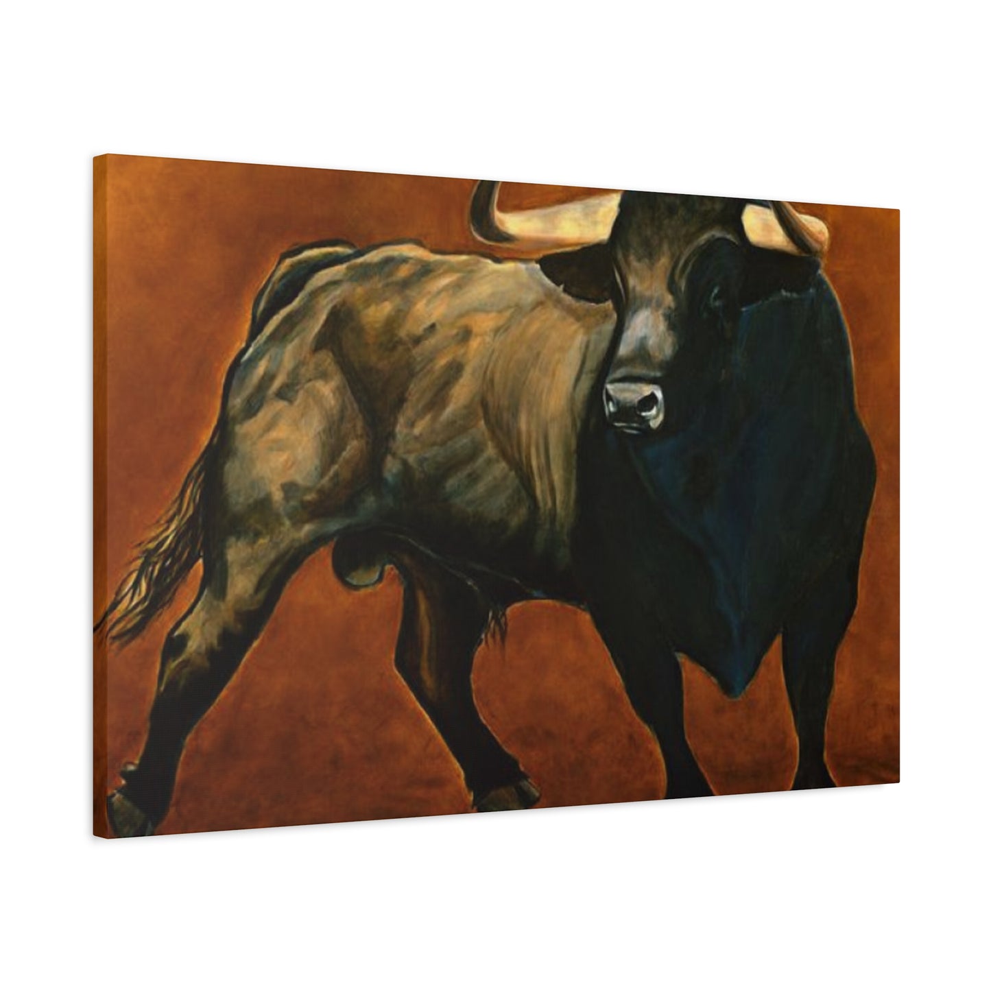 Old Hairy Black Bull Long Horns Wall Art & Canvas Prints