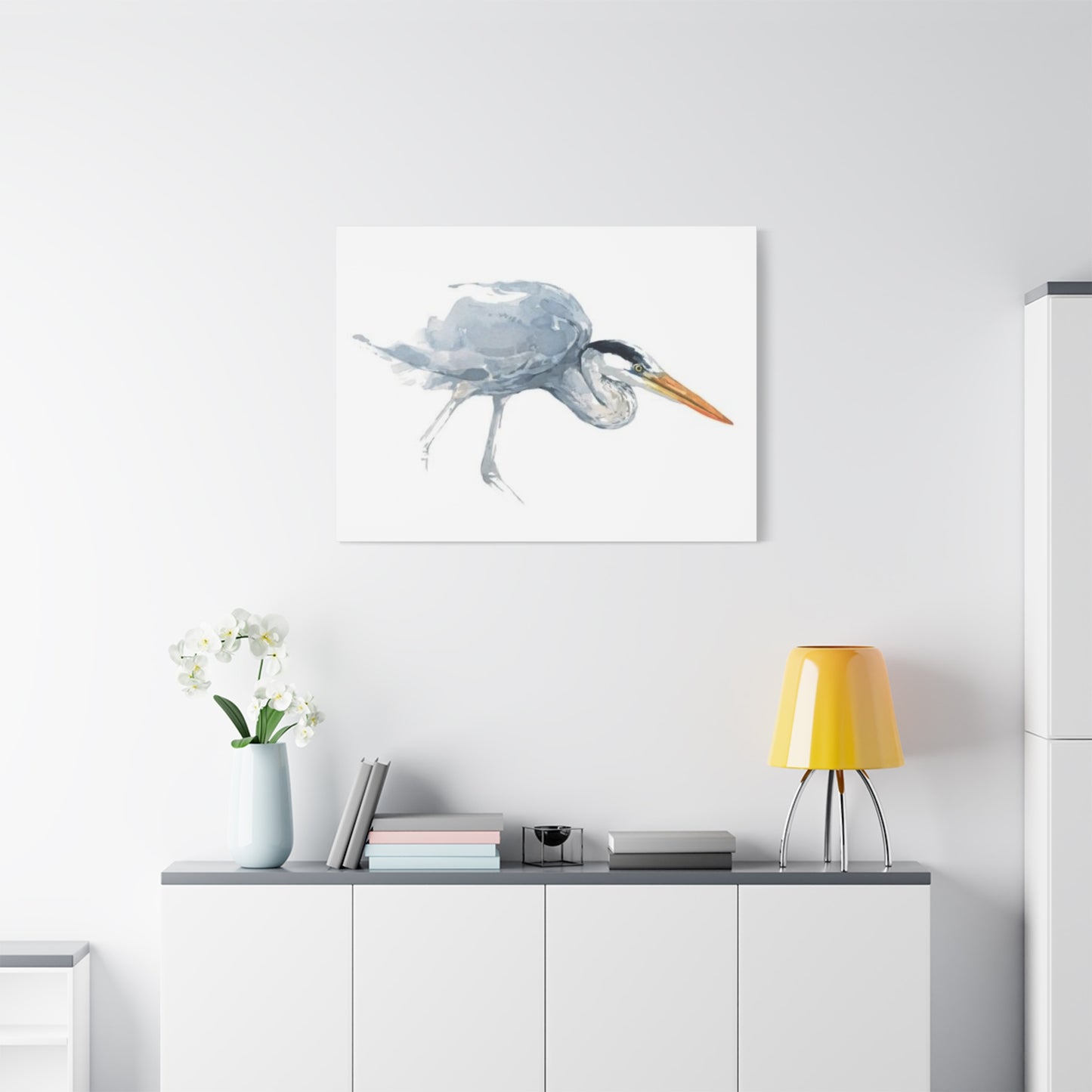 White Heron Painting Wall Art & Canvas Prints