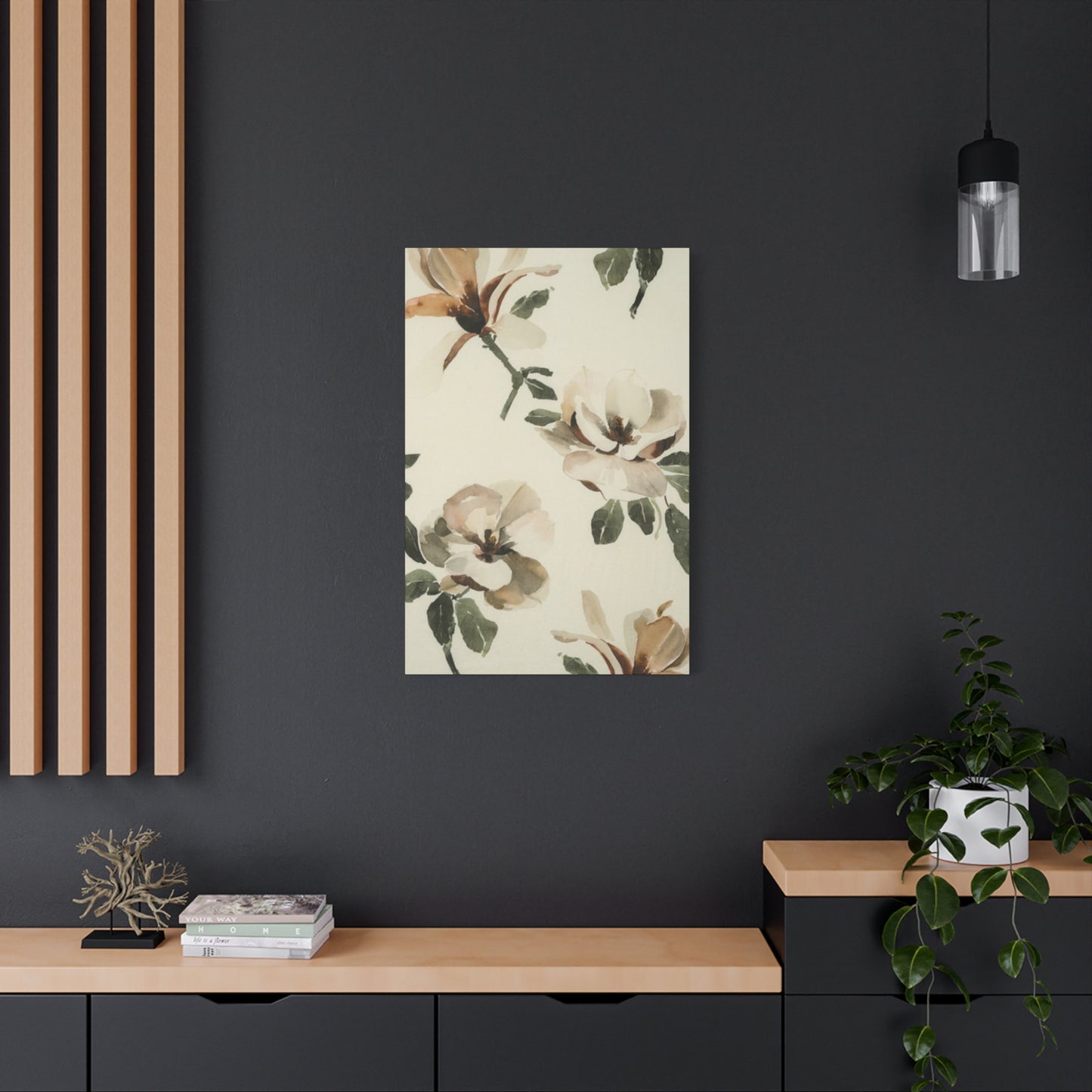 White Magnolia Flower Plant Drawing Wall Art & Canvas Prints