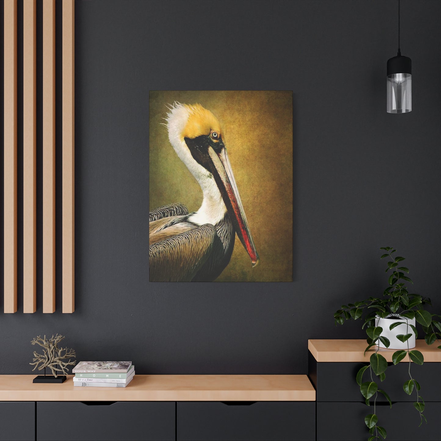 Long Beak Pelican Candid Close Up Drawing Wall Art & Canvas Prints