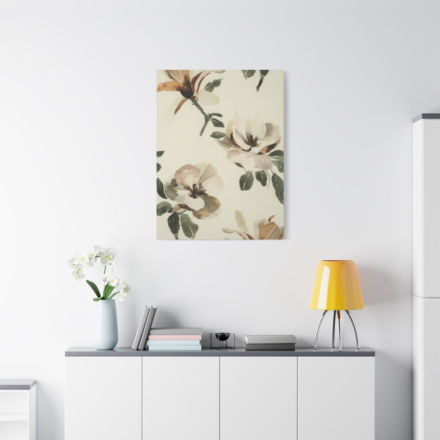 White Magnolia Flower Plant Drawing Wall Art & Canvas Prints