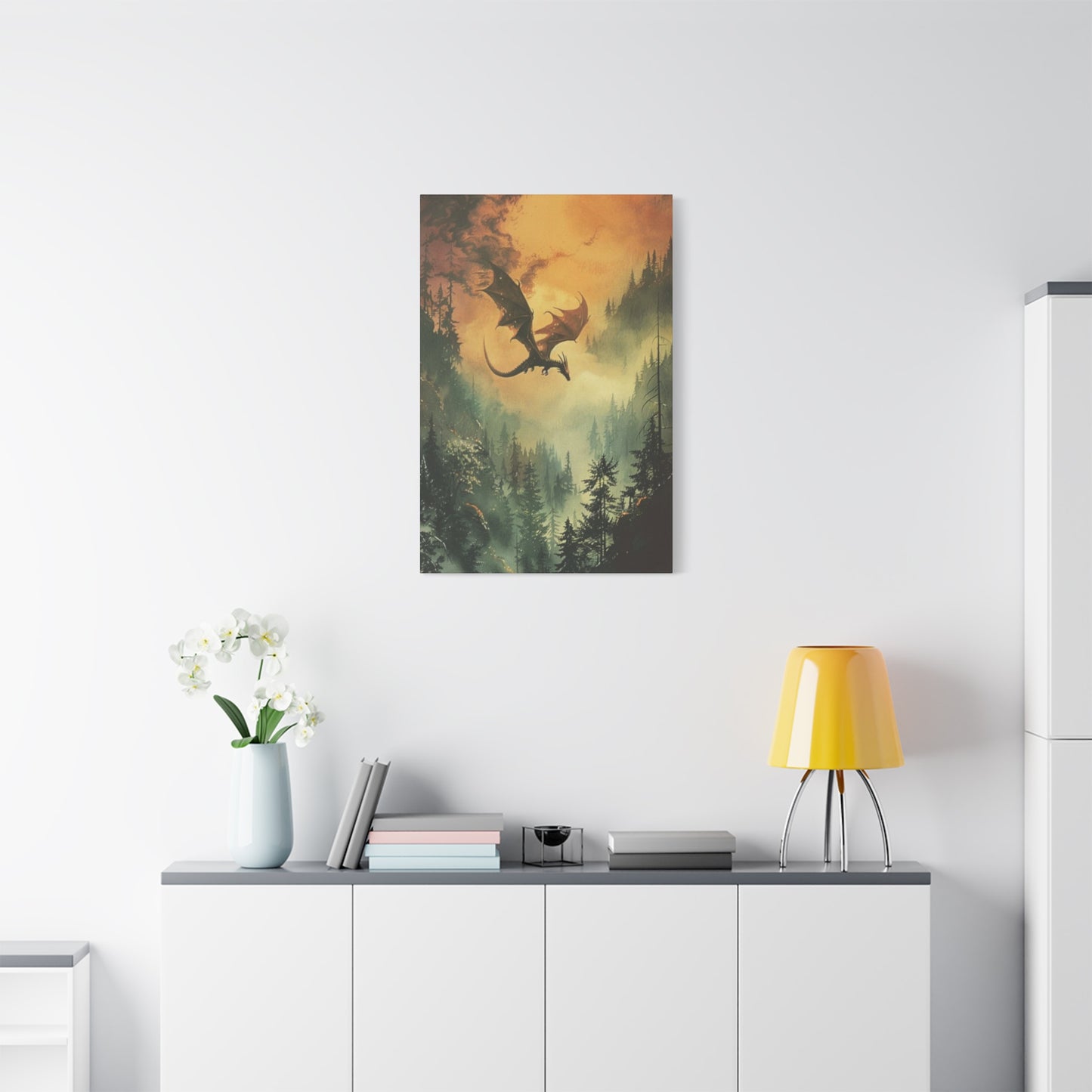 Dragon Flying over Forest Wall Art & Canvas Prints