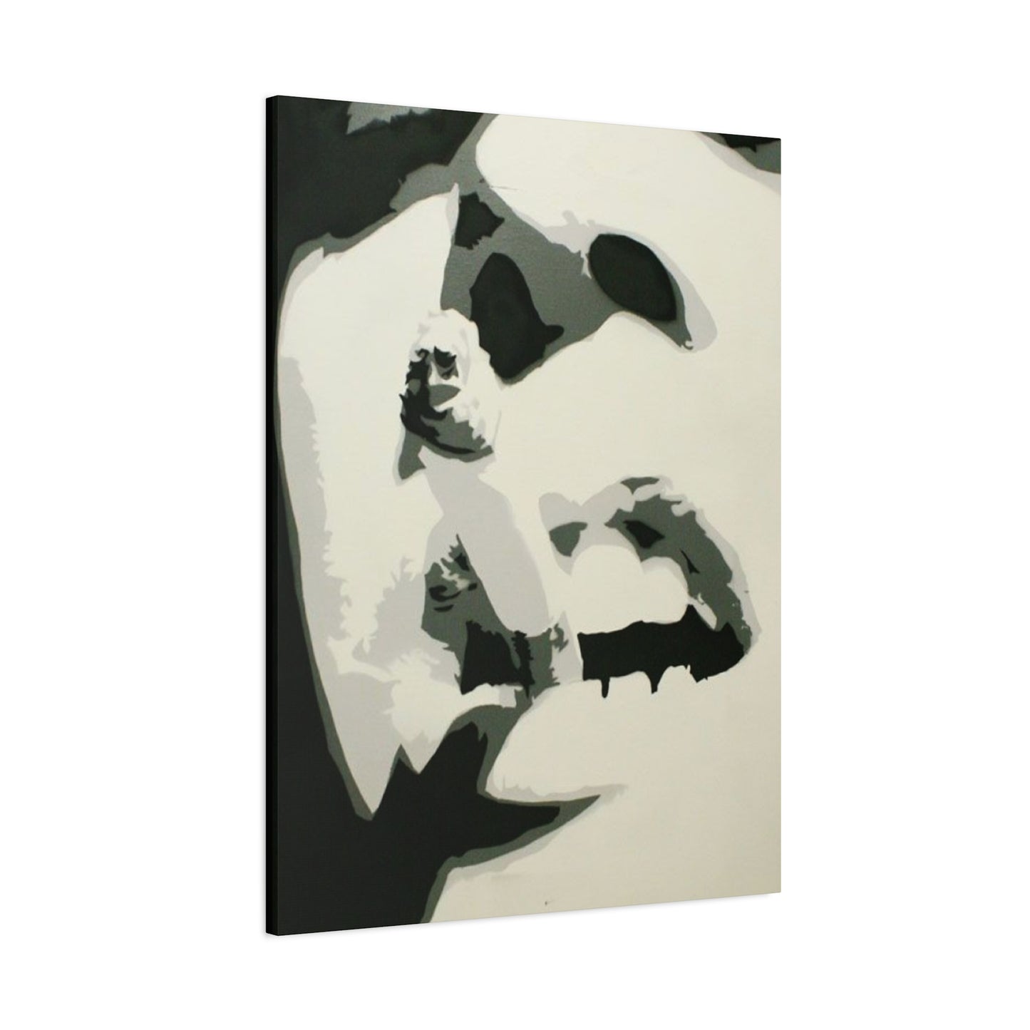 Greyscale Smoking Lips Abstract Painting Wall Art & Canvas Prints