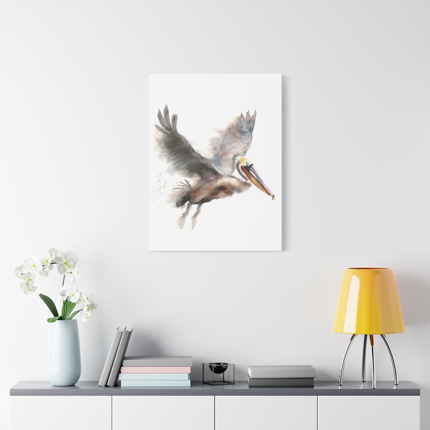 Flying Pelican Painting Wall Art & Canvas Prints