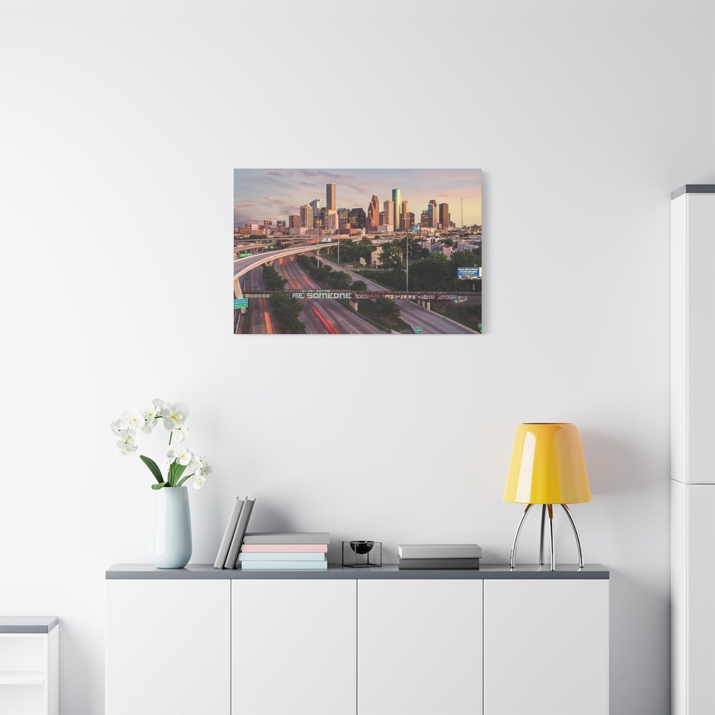 Highway In Houston Skyline Wall Art & Canvas Prints