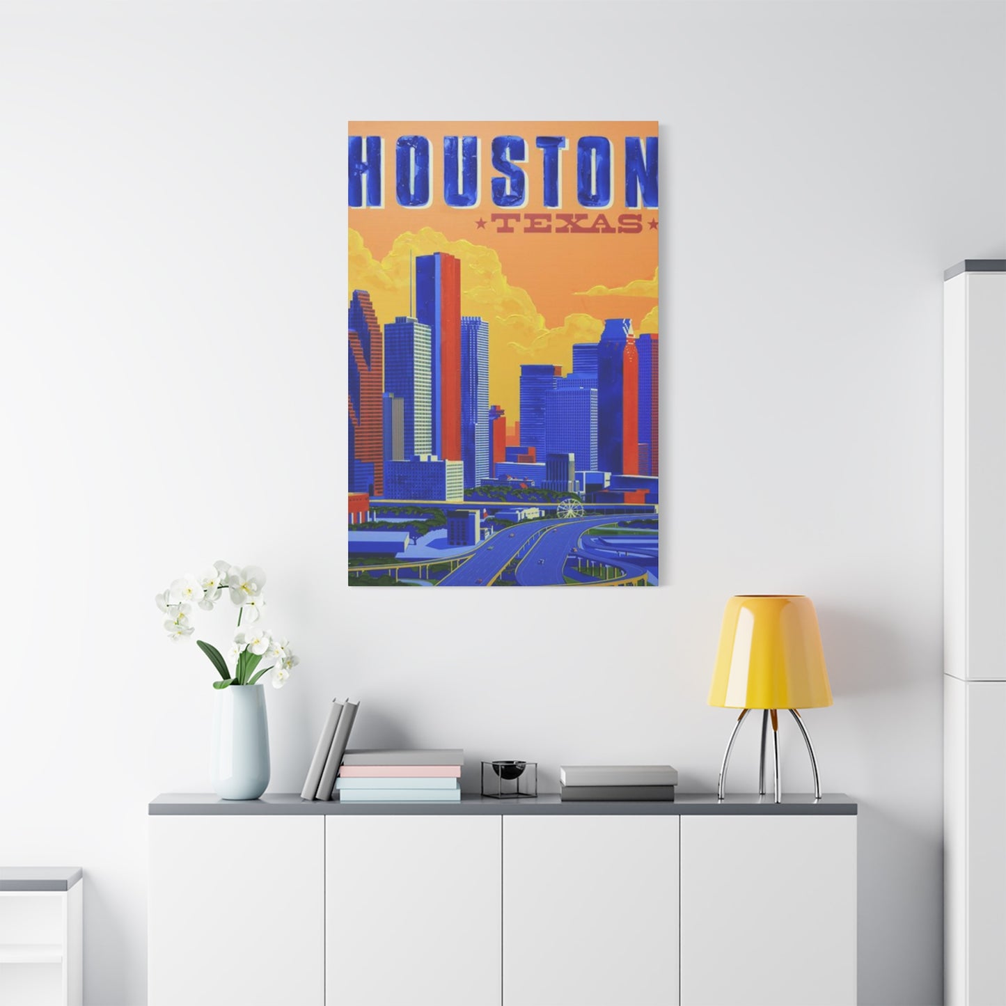 Colorful Houston Skyline Painting Wall Art & Canvas Prints