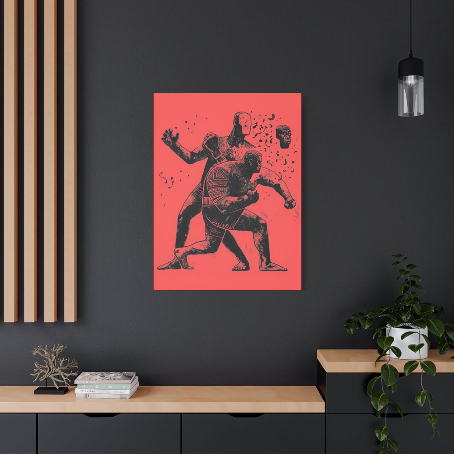 Two Men Boxing Mixed Media Wall Art & Canvas Prints