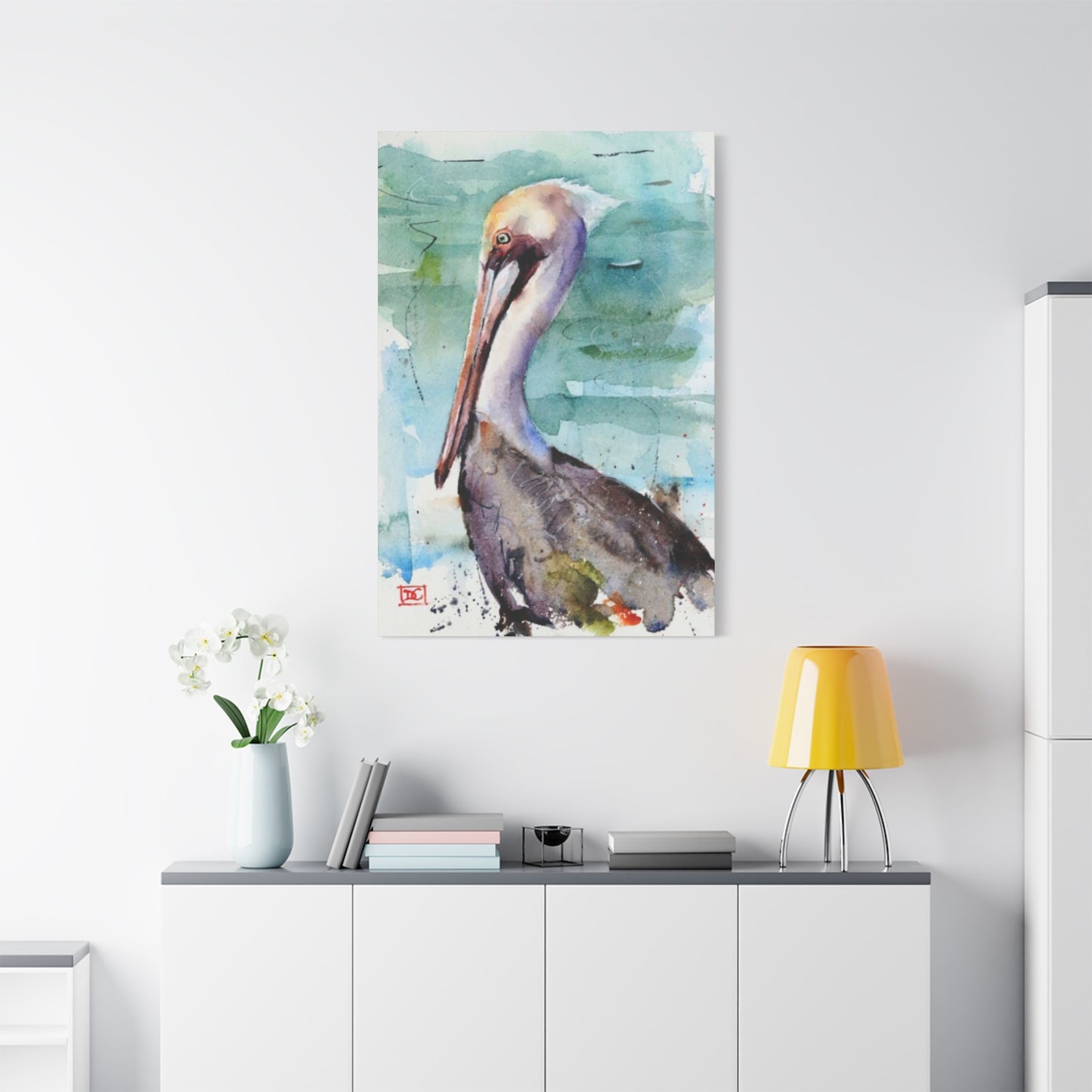 Pelican Colorful Water Painting Wall Art & Canvas Prints