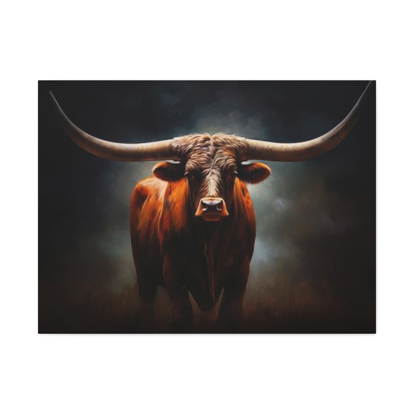 Hairy Bull Straight Long Horns Wall Art & Canvas Prints