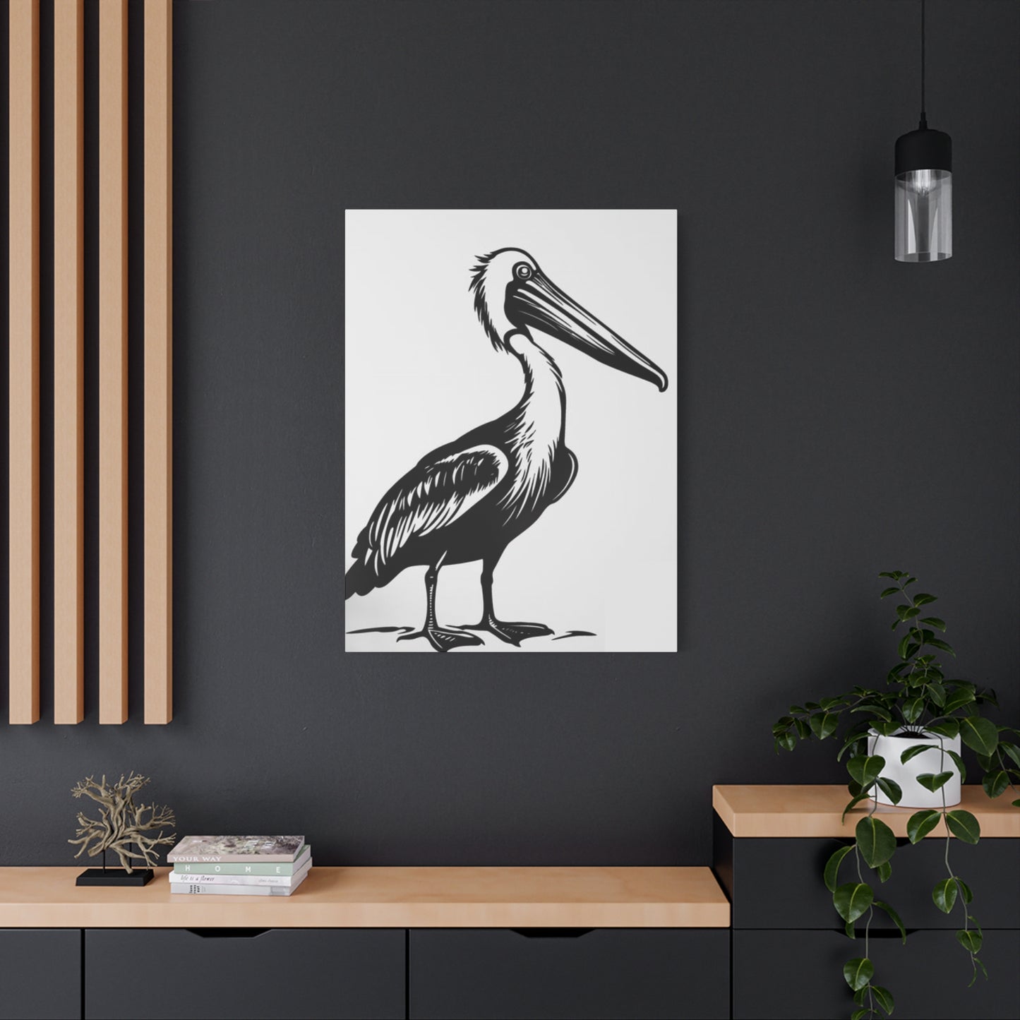 Black & White Pelican Poster Wall Art & Canvas Prints