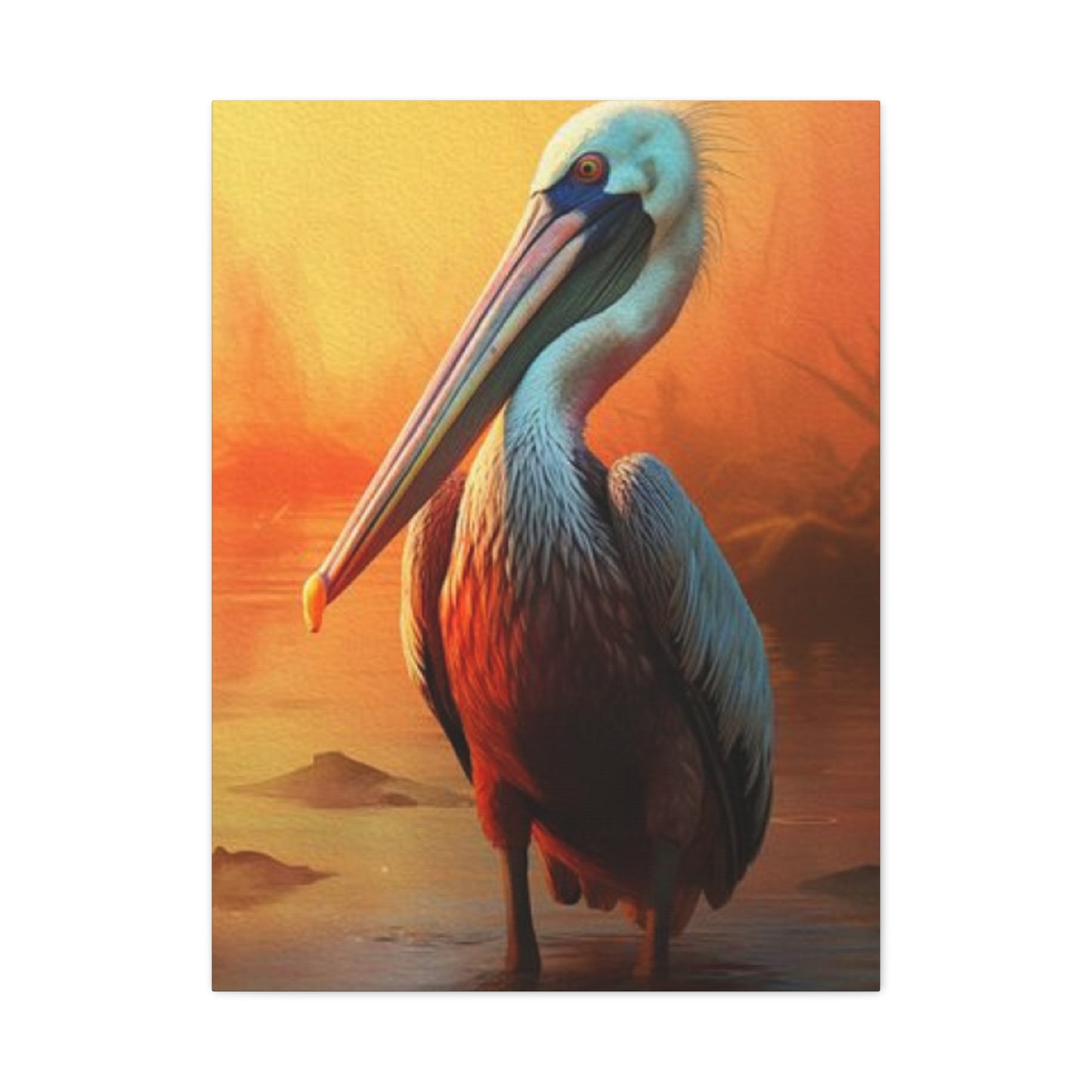 Pelican In Pond Wall Art & Canvas Prints