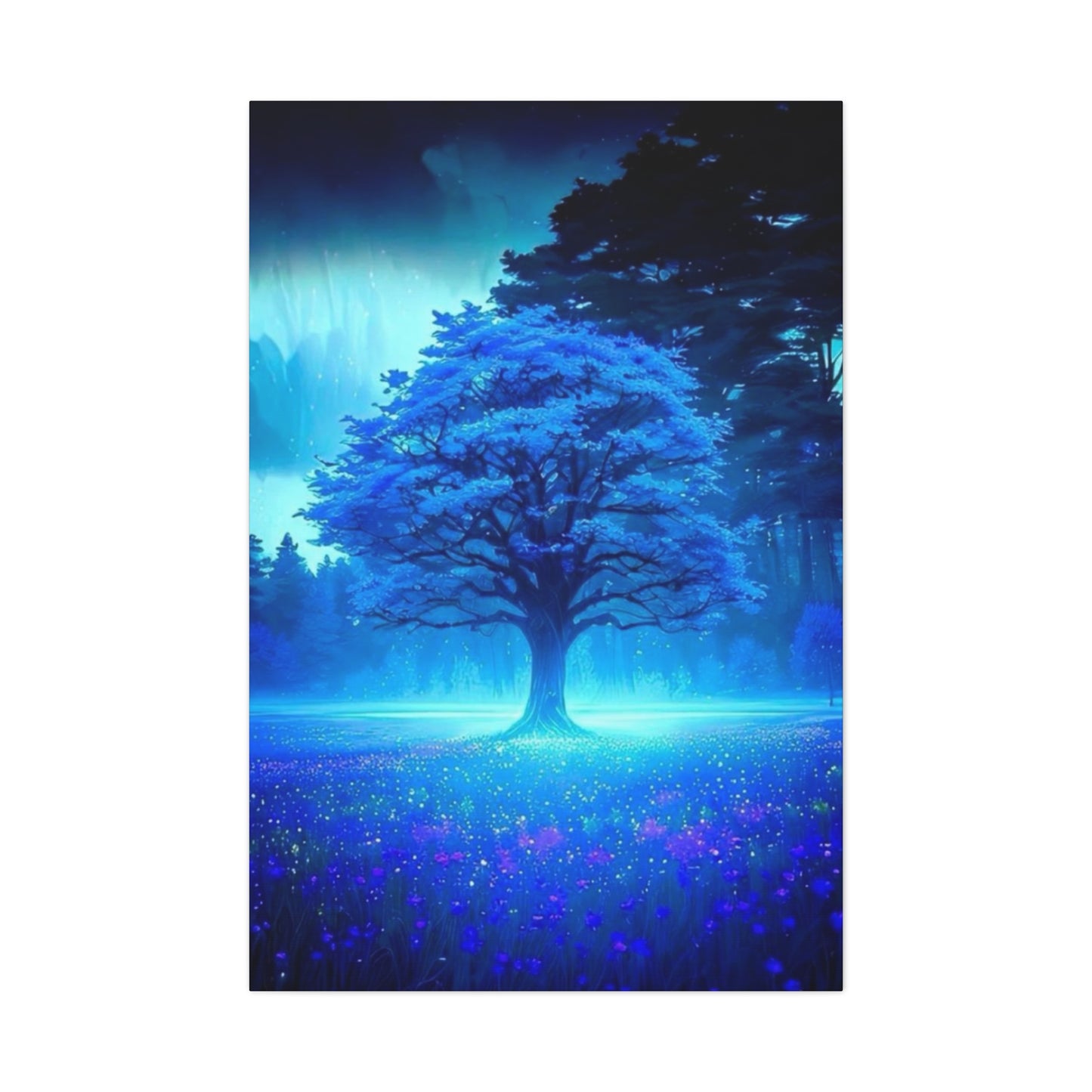 Blue Glowing Tree Wall Art & Canvas Prints