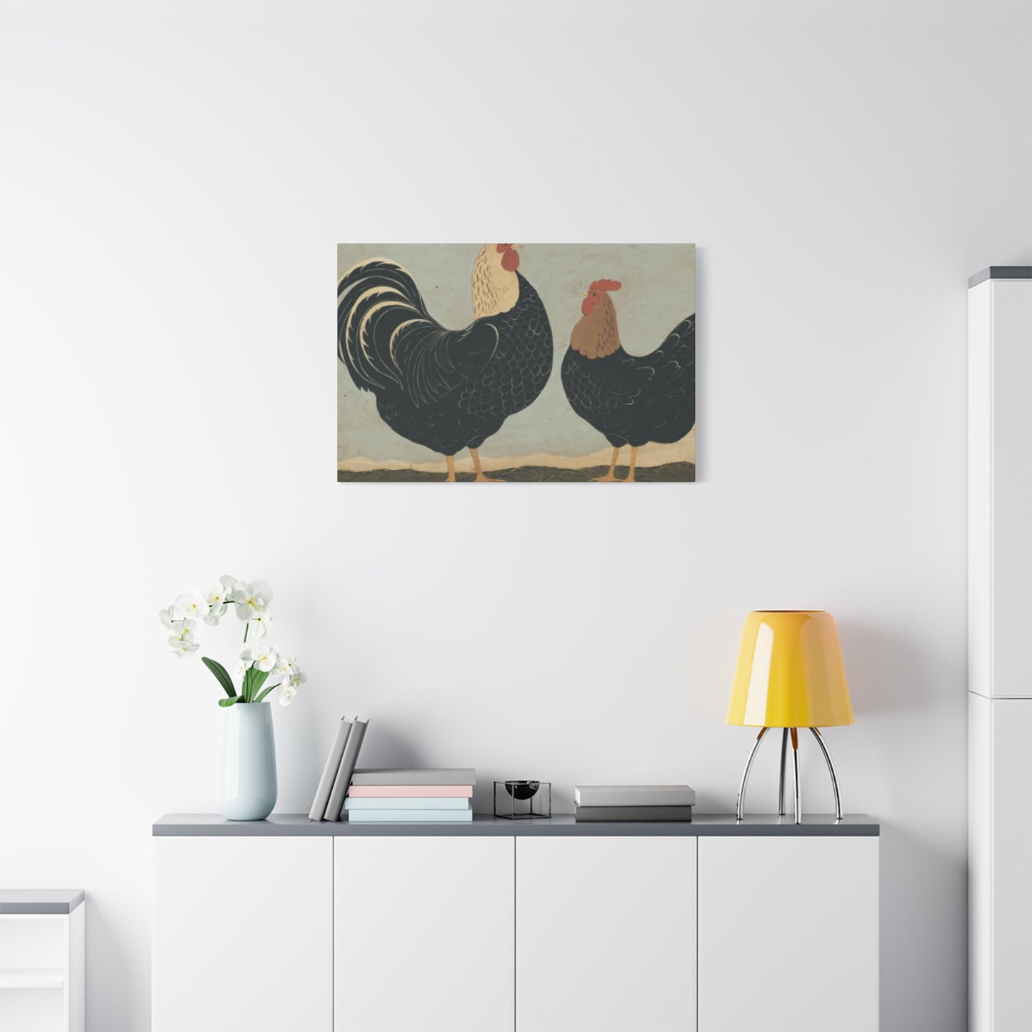 Chicken Couple Kimble Warren Wall Art & Canvas Prints