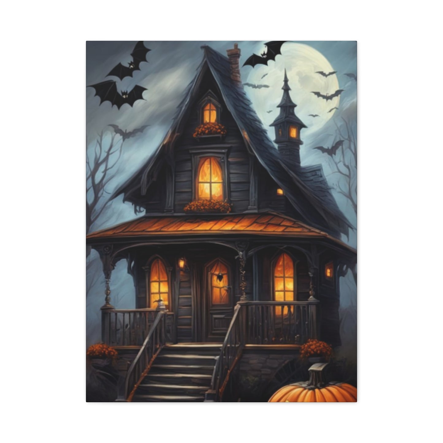 Halloween House Painting Wall Art & Canvas Prints