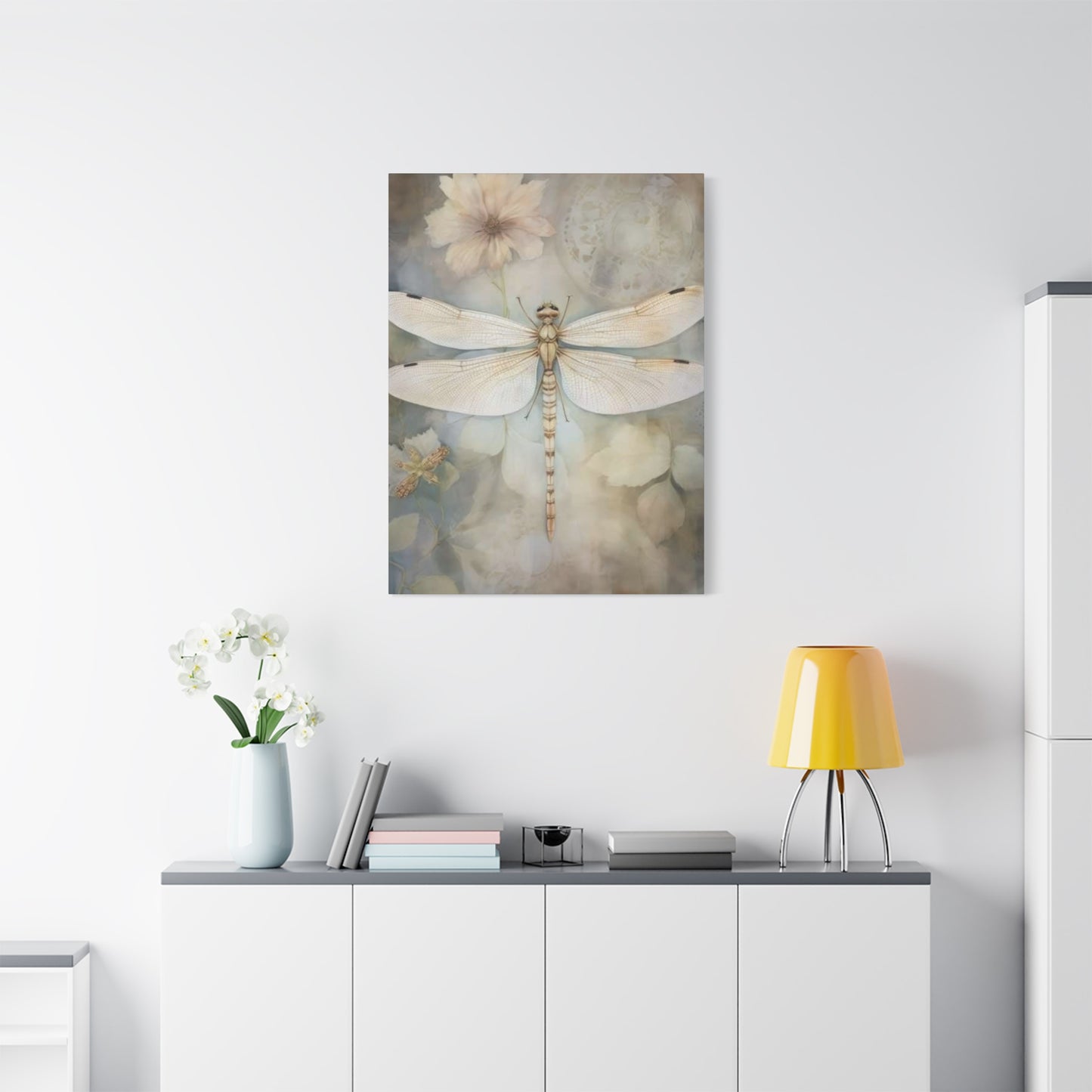 Earthy Creamy Dragonfly Wall Art & Canvas Prints