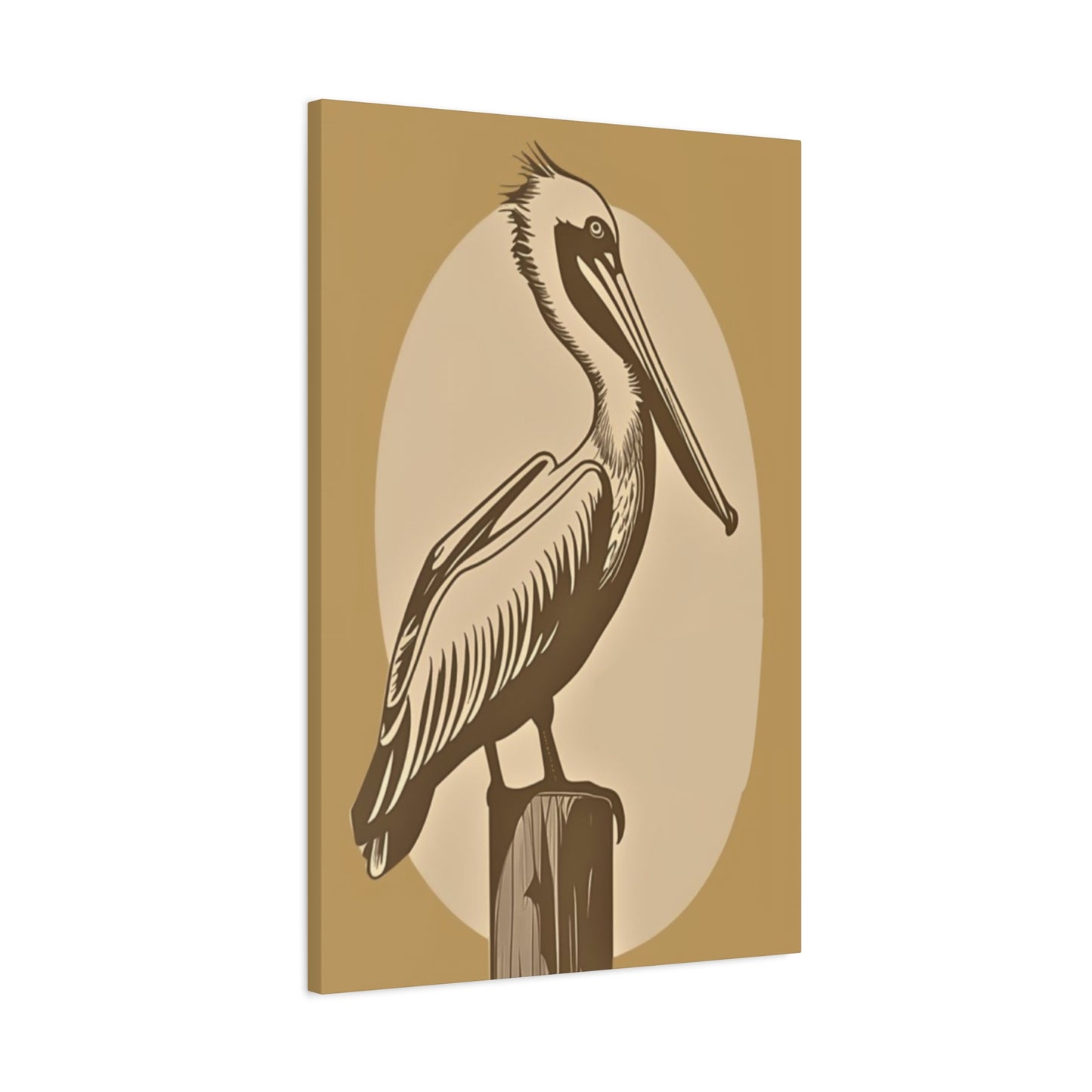 Long Beak Pelican Brown Painting Wall Art & Canvas Prints